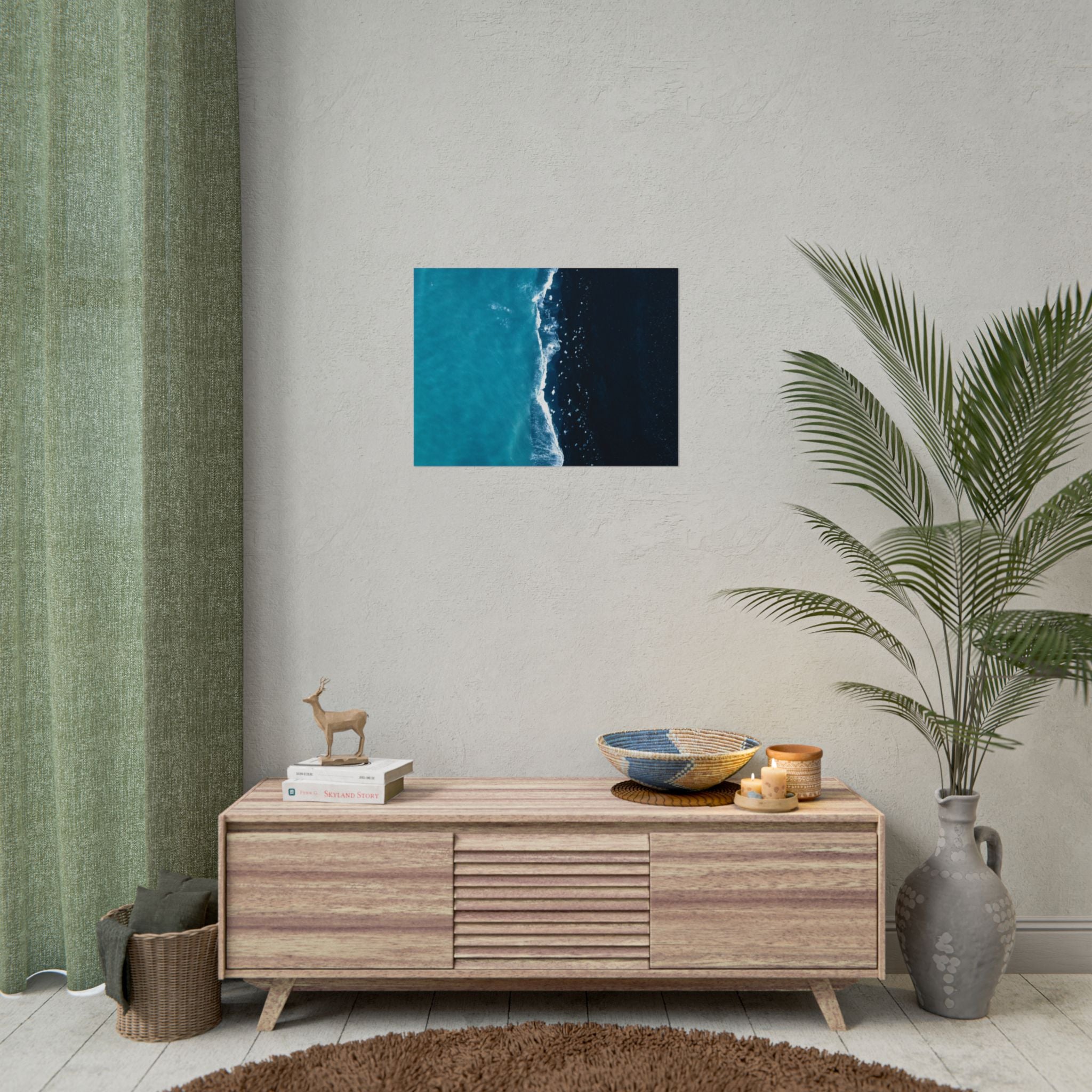 ocean-minimalist-decor-poster-print-beach-wall-art-coastal-photography-blue-ocean-print-sand-landscape-home-office-decoration