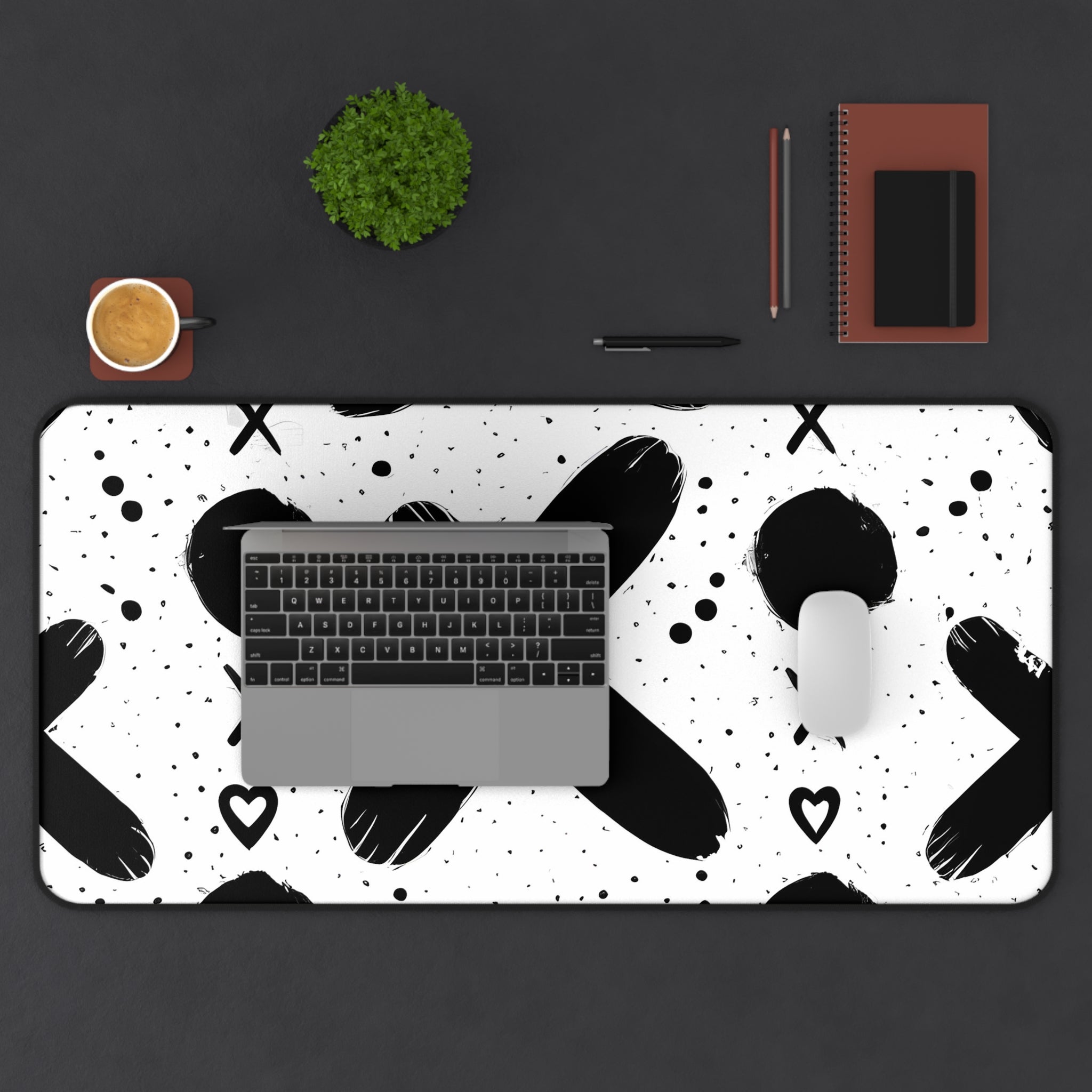 xo-monochrome-mouse-pad-black-and-white-face-desk-mat-sleek-black-and-white-desk-pad-modern-minimalist-mouse-pad