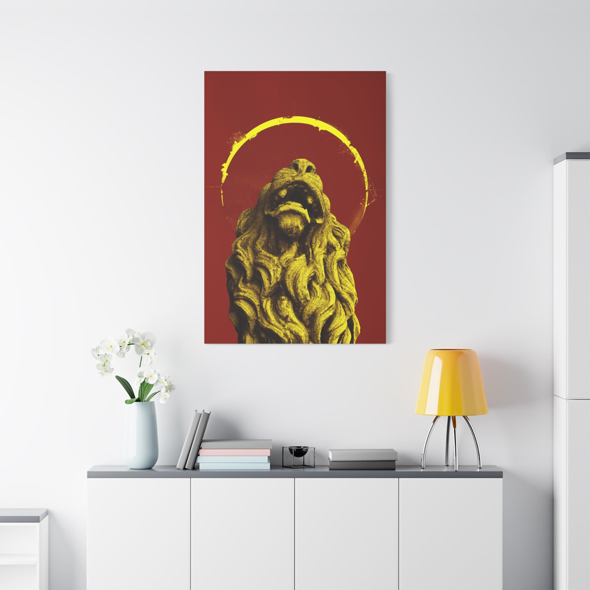 canvas-print-golden-lion-art-red-sun-aesthetic-minimalist-wall-decor-home-art-animal-artwork-boho-decor-modern-art-print