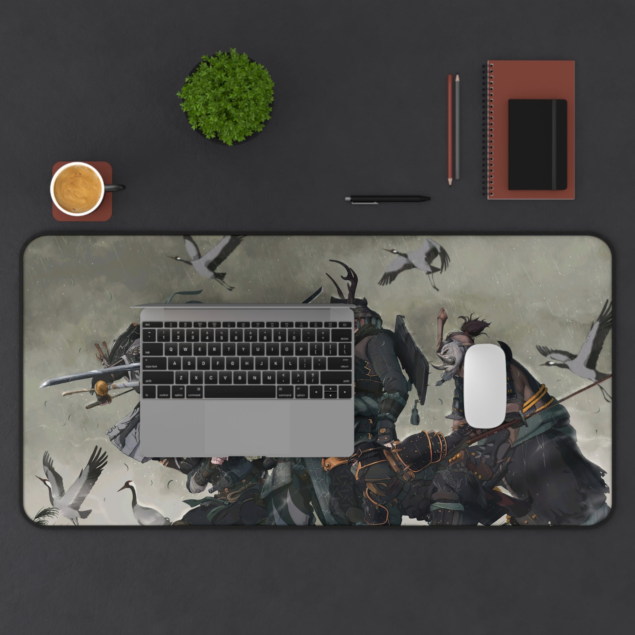 fantasy-samurai-warrior-mouse-pad-japanese-katana-samurai-warrior-with-armor-desk-mat-japanese-anime-samurai-desk-pad
