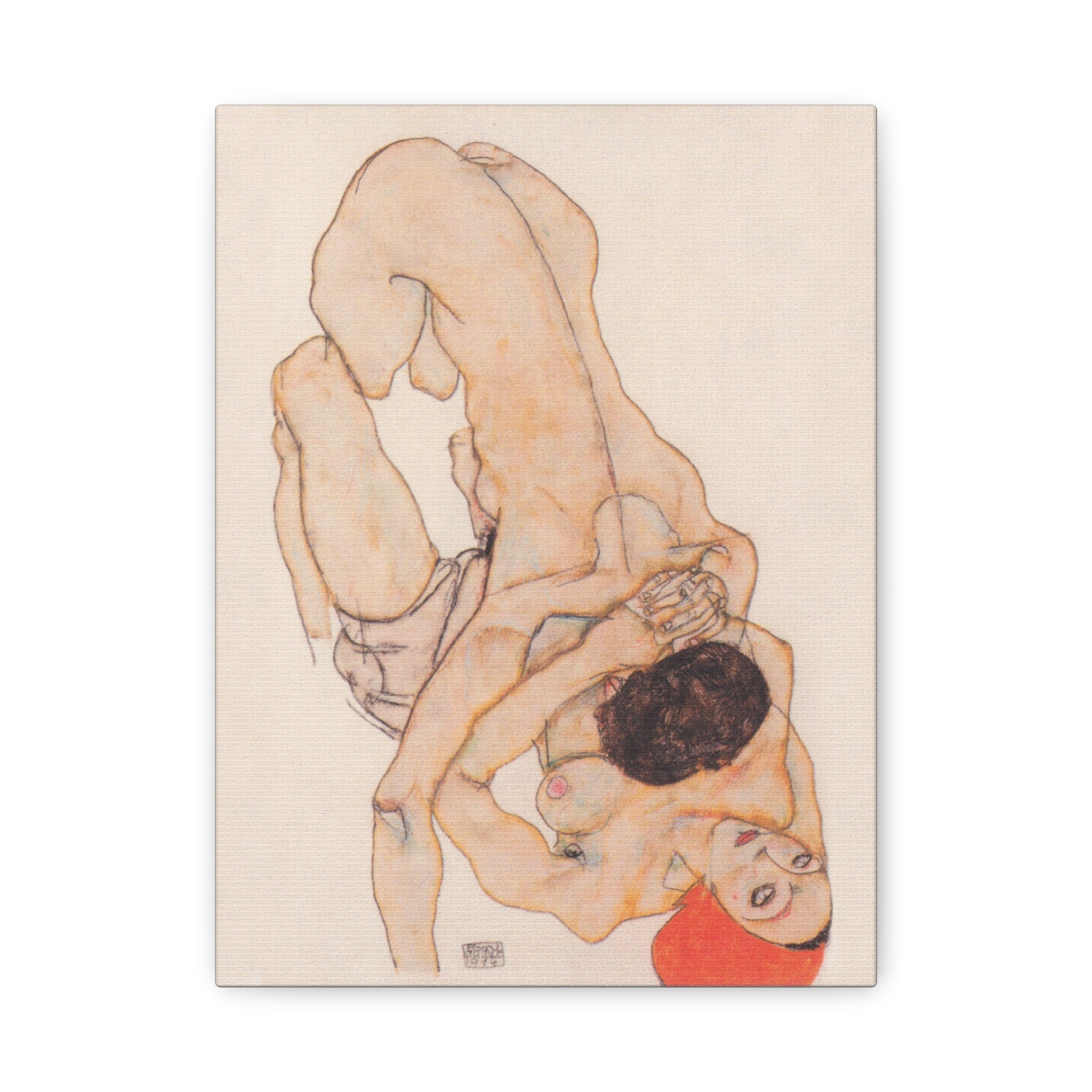 egon-schiele-canvas-print-lesbian-lovers-watercolor-by-egon-schiele-home-decor-living-room-decor-egon-schiele-art-art-nouveau