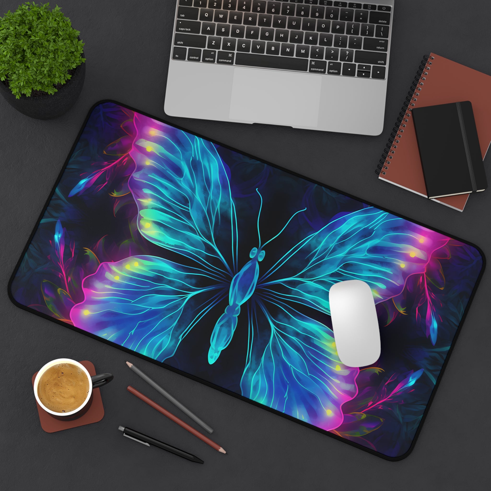 vibrant-blue-purple-butterfly-and-neon-mouse-pad-desk-pad-desk-accessories-office-decor-large-mousepad