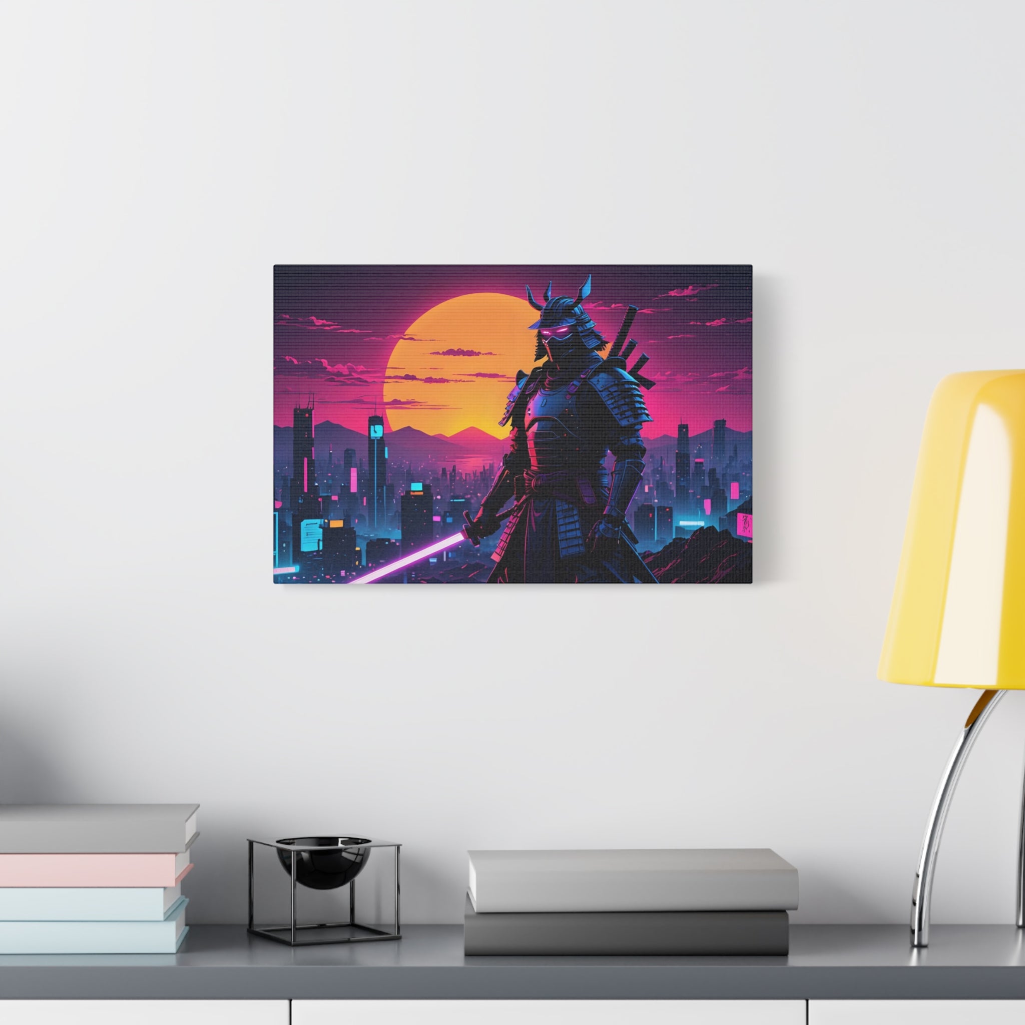 canvas-print-samurai-retrowave-synthawave-wall-art-poster-gift-for-anime-fans-home-decor-japanese-art-retro-aesthetic-dorm-ro