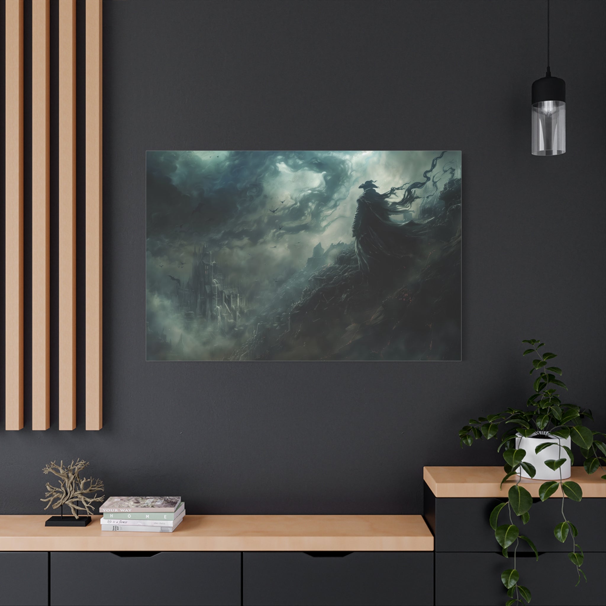 Bloodborne The Hunter Scenery Canvas Wall Art, Crow Cloak Bird Sword - Home Decor, Game Wall Print