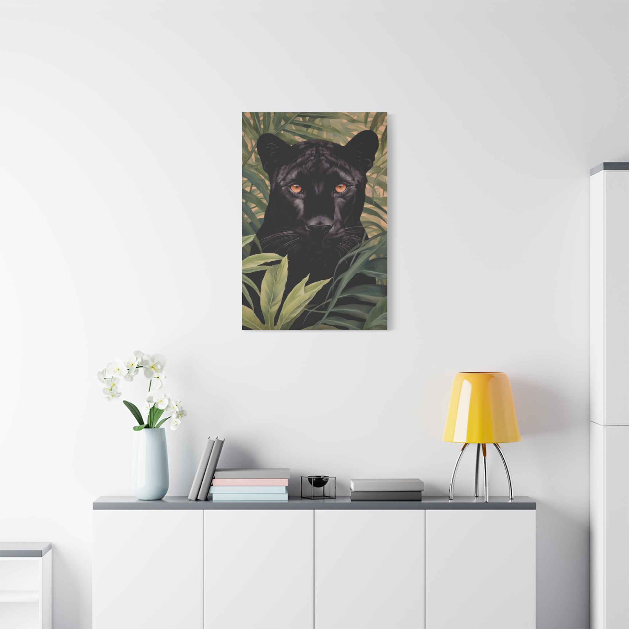 canvas-wall-art-black-panther-in-jungle-african-animal-decor-print-matte-stretched-canvas-wall-hanging-wildlife-theme