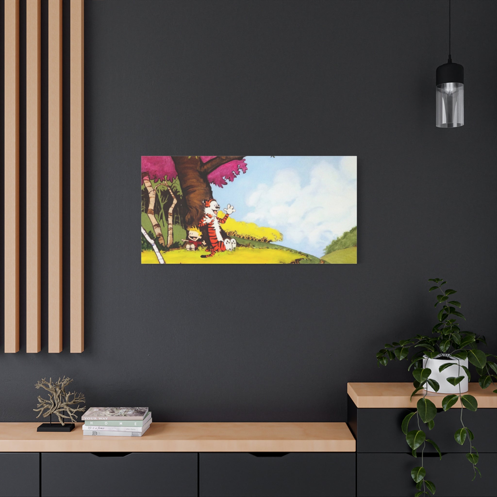 Calvin and Hobbes Canvas Wall Art - Nostalgic Comic Strip Poster for Kids Room & Nursery Room Decor - Adventure Theme Print