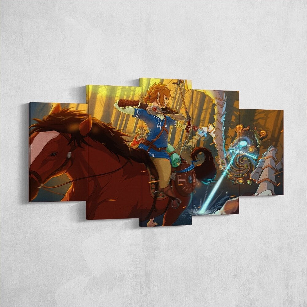 the-legend-of-zelda-5-piece-canvas-wall-art-extra-large-wall-art-the-legend-of-zelda-poster-the-legend-of-zelda-5-piece-5-pan