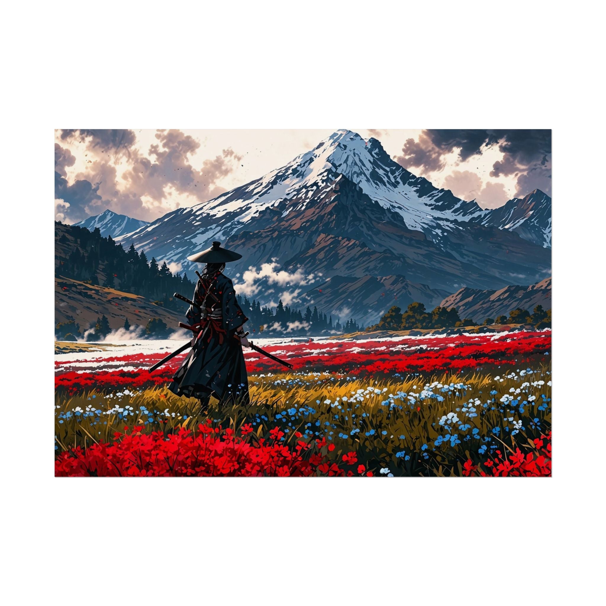 Samurai Canvas Print - Katana Japanese Artwork, Asian Decor, Samurai Warrior Poster, Anime Poster