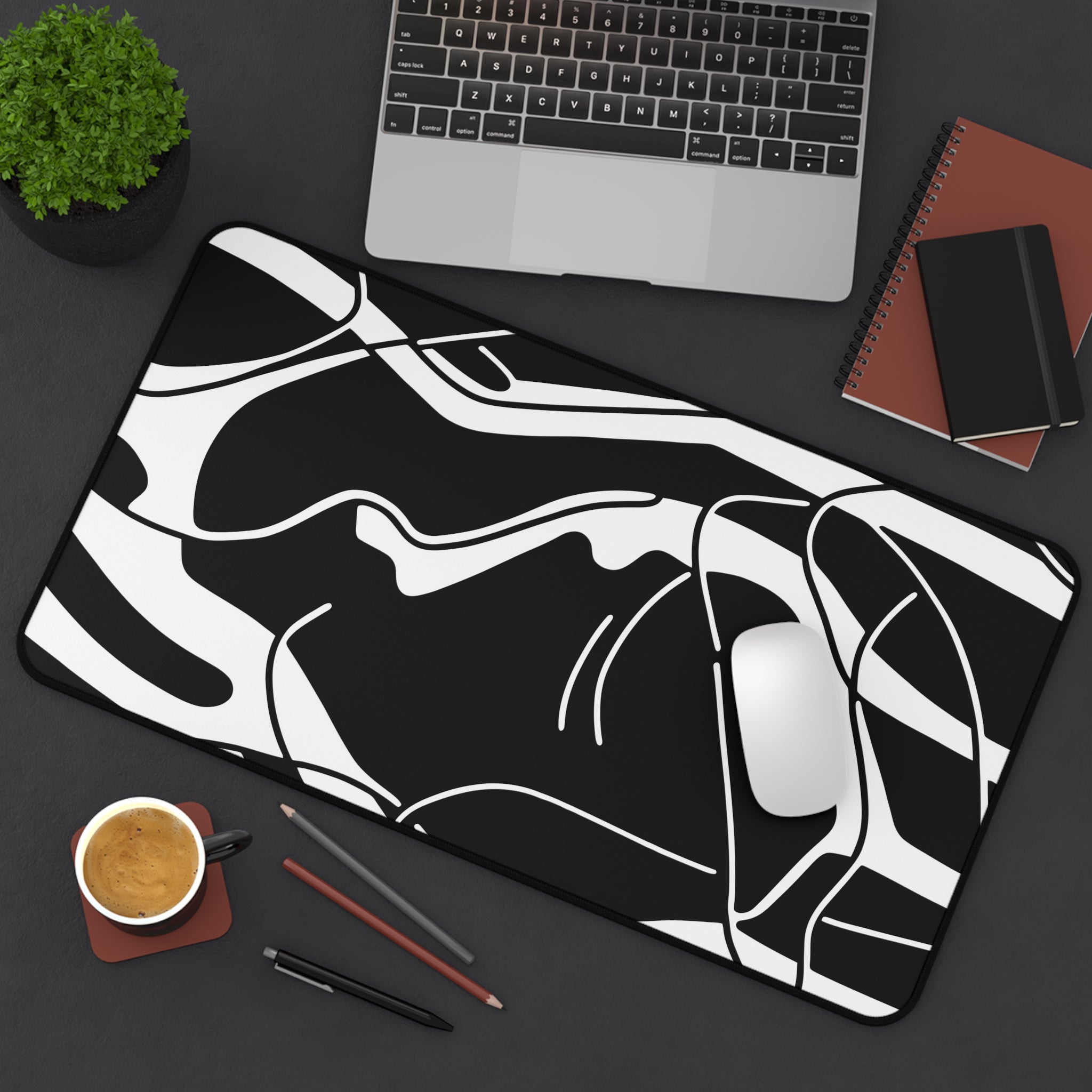 abstract-lines-monochrome-mouse-pad-abstract-art-desk-mat-chic-black-and-white-desk-pad-minimalist-mouse-pad-aesthetic