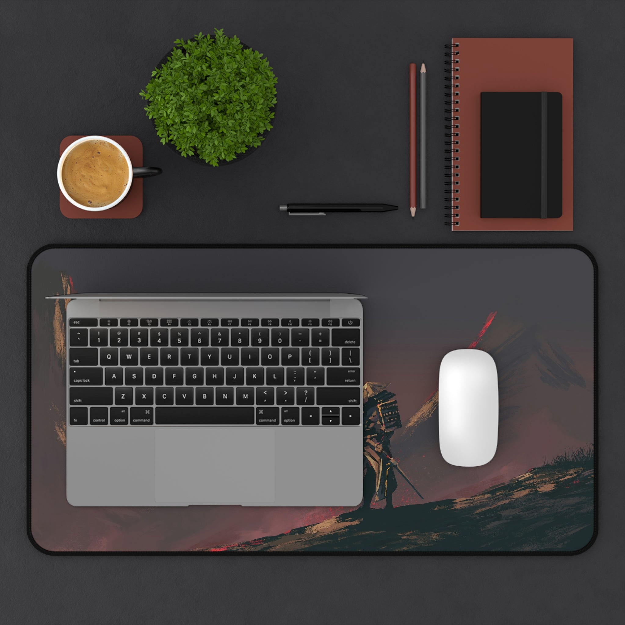 fantasy-samurai-warrior-red-sun-mouse-pad-japanese-katana-samurai-warrior-with-armor-desk-mat-japanese-anime-samurai-desk-pad