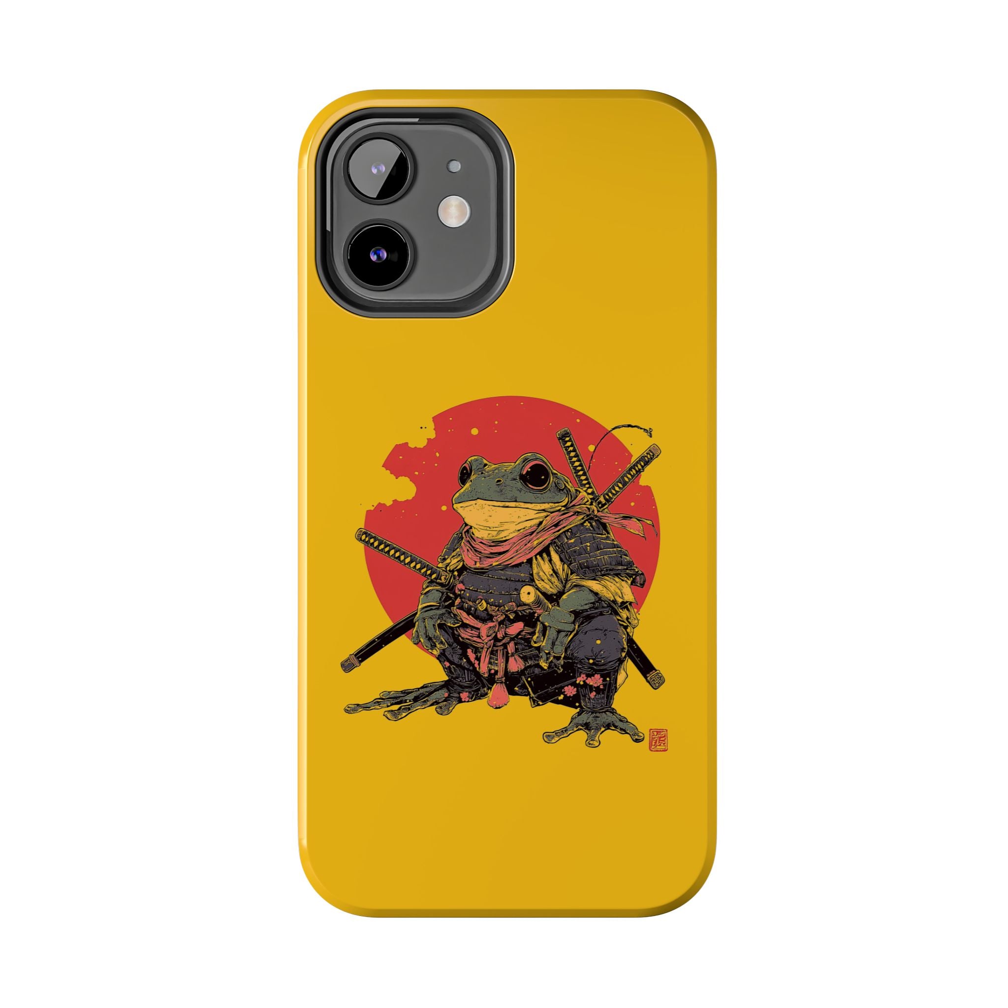 retro-vintage-ninja-frog-iphone-tough-case-red-sun-japanese-samurai-frog-design-ninja-warrior-yellow-iphone-hard-cover
