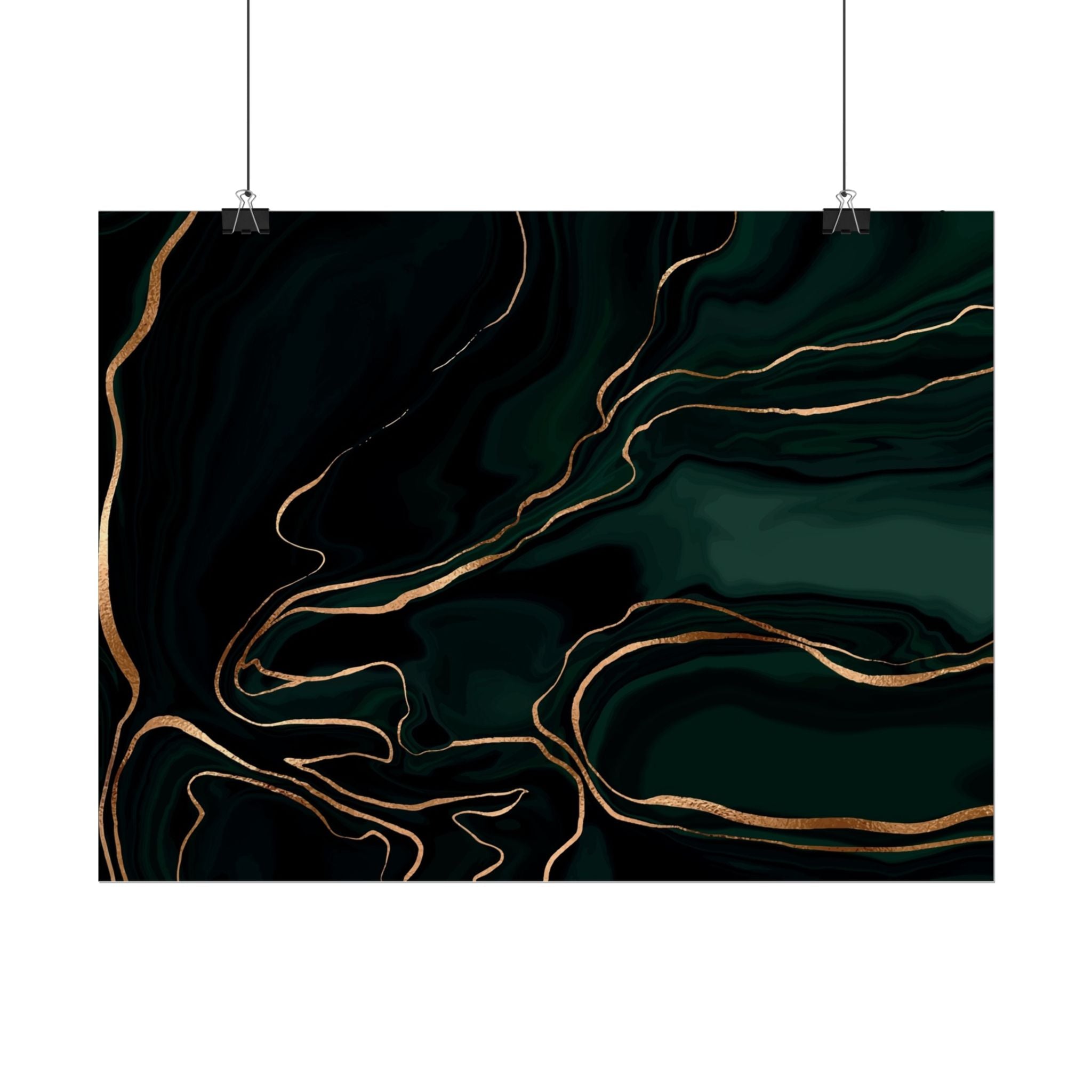 Abstract Green Gold Poster Print - Wall Art, Home Decor, Office Decor, Green Canvas Bedroom, Modern Art, Green Print