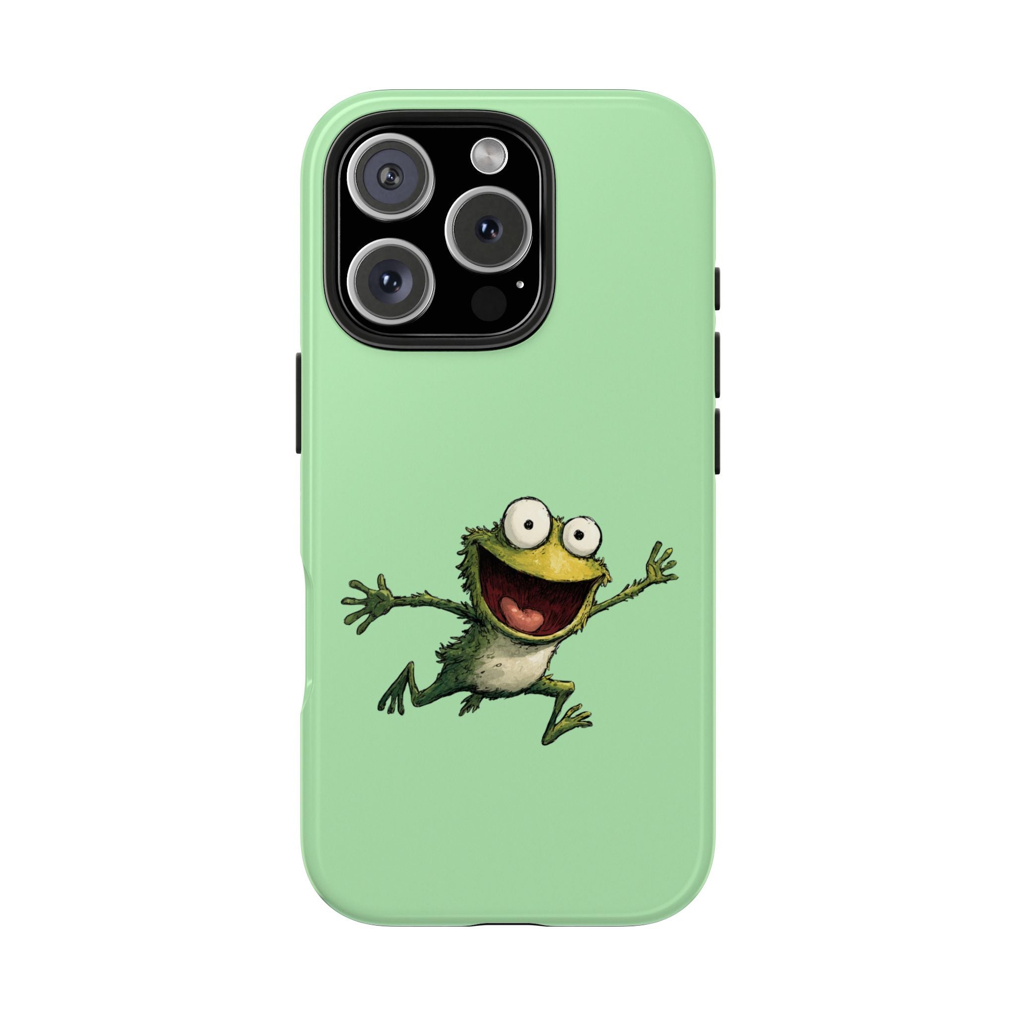Quirky Funny Frog iPhone Tough Case - Kawaii Animal Phone Cover - Frog Protective Phone Cover - Green iPhone Case