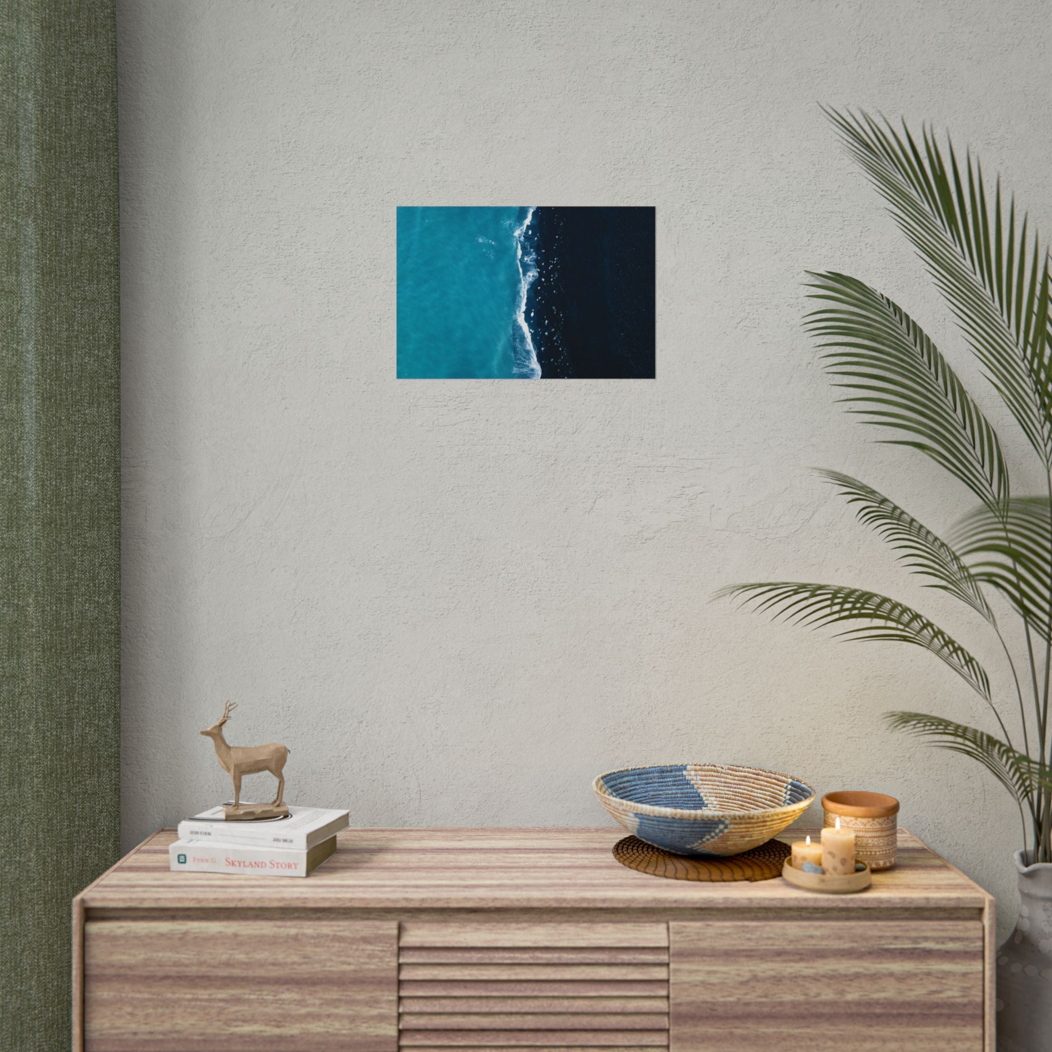 ocean-minimalist-decor-poster-print-beach-wall-art-coastal-photography-blue-ocean-print-sand-landscape-home-office-decoration
