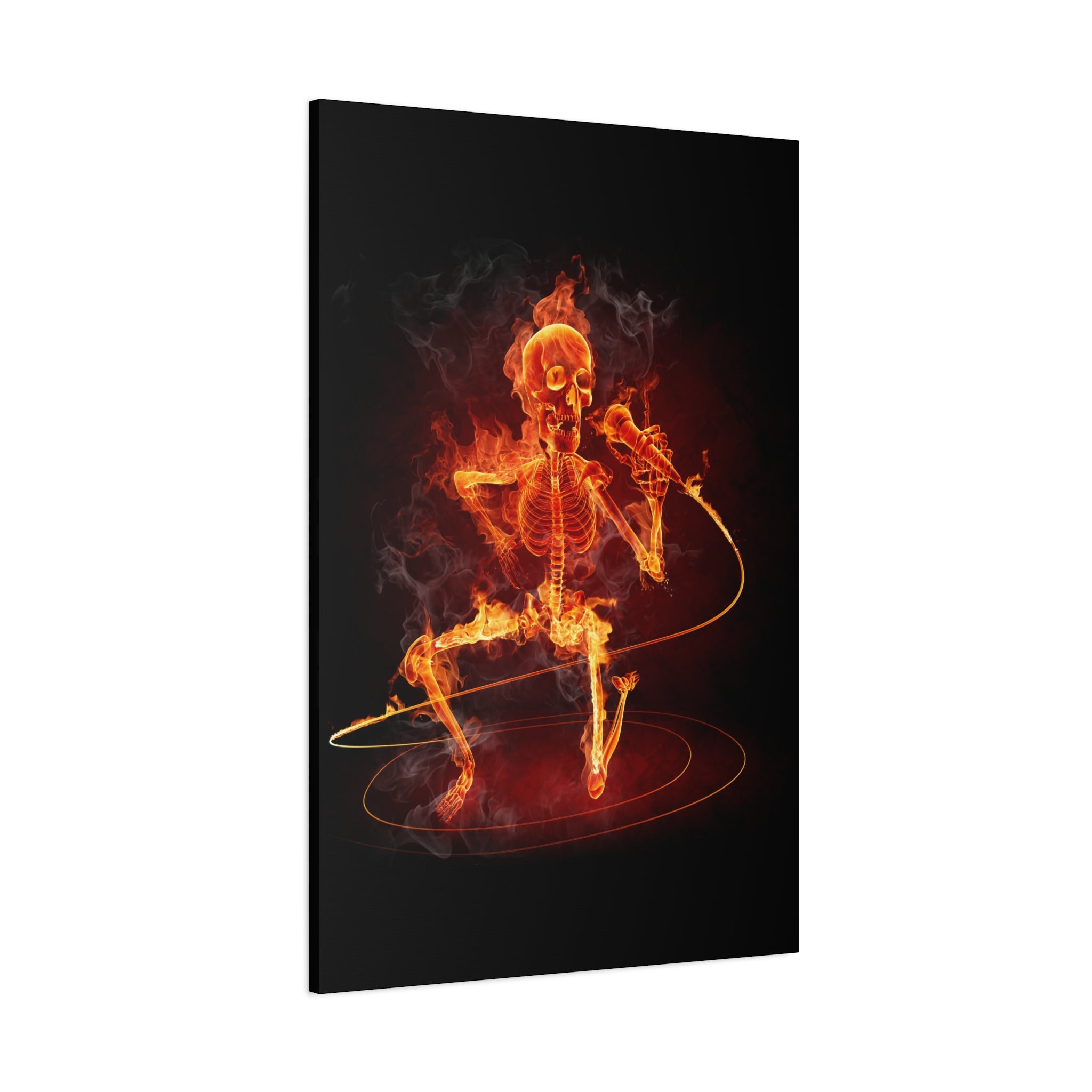 canvas-print-music-microphone-bones-fire-skull-home-decor-living-room-decor-rockn-roll-decor