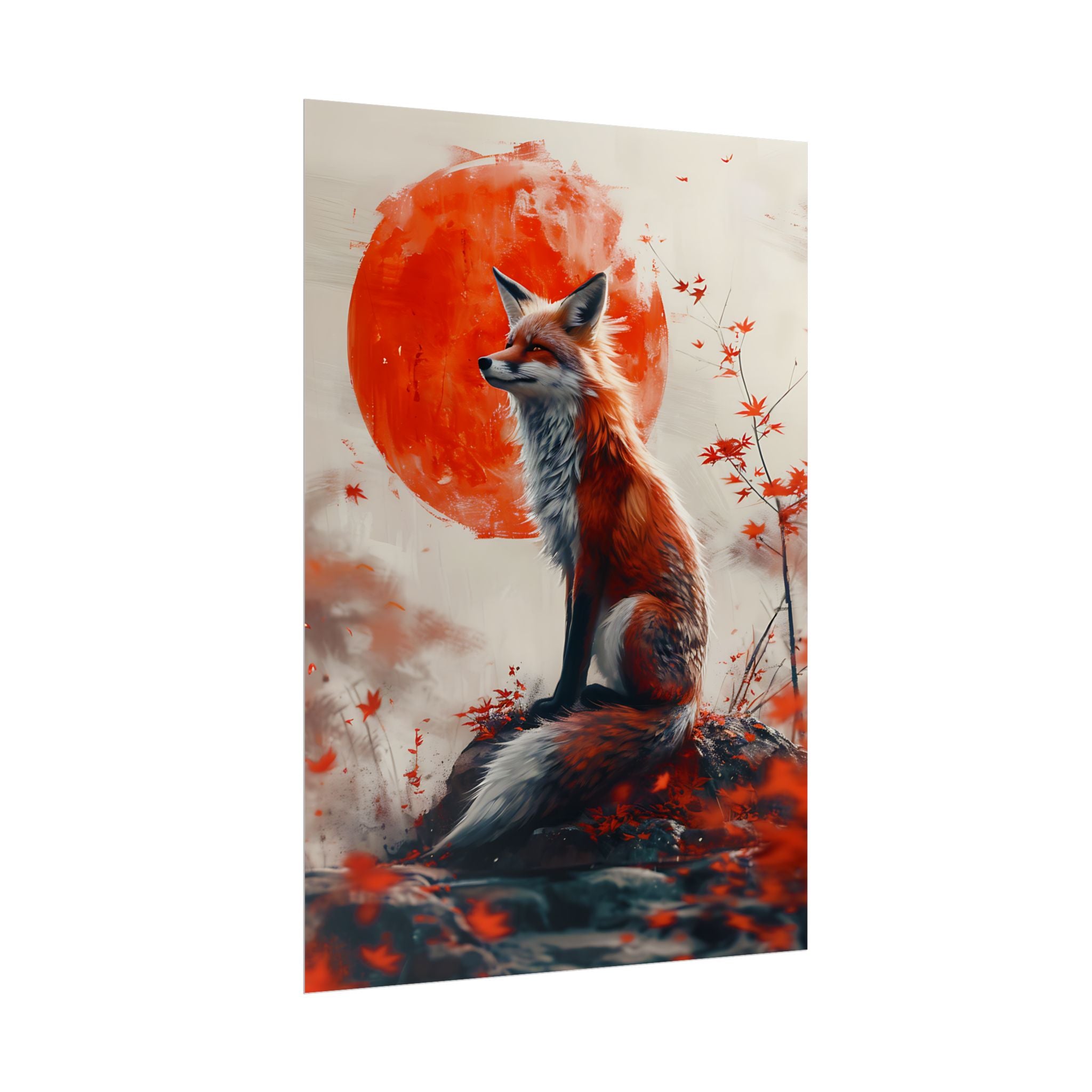 red-fox-poster-print-fantasy-decor-wildlife-wall-art-red-sun-home-decor-animal-lover-gift-nature-print-fantasy-art-decor