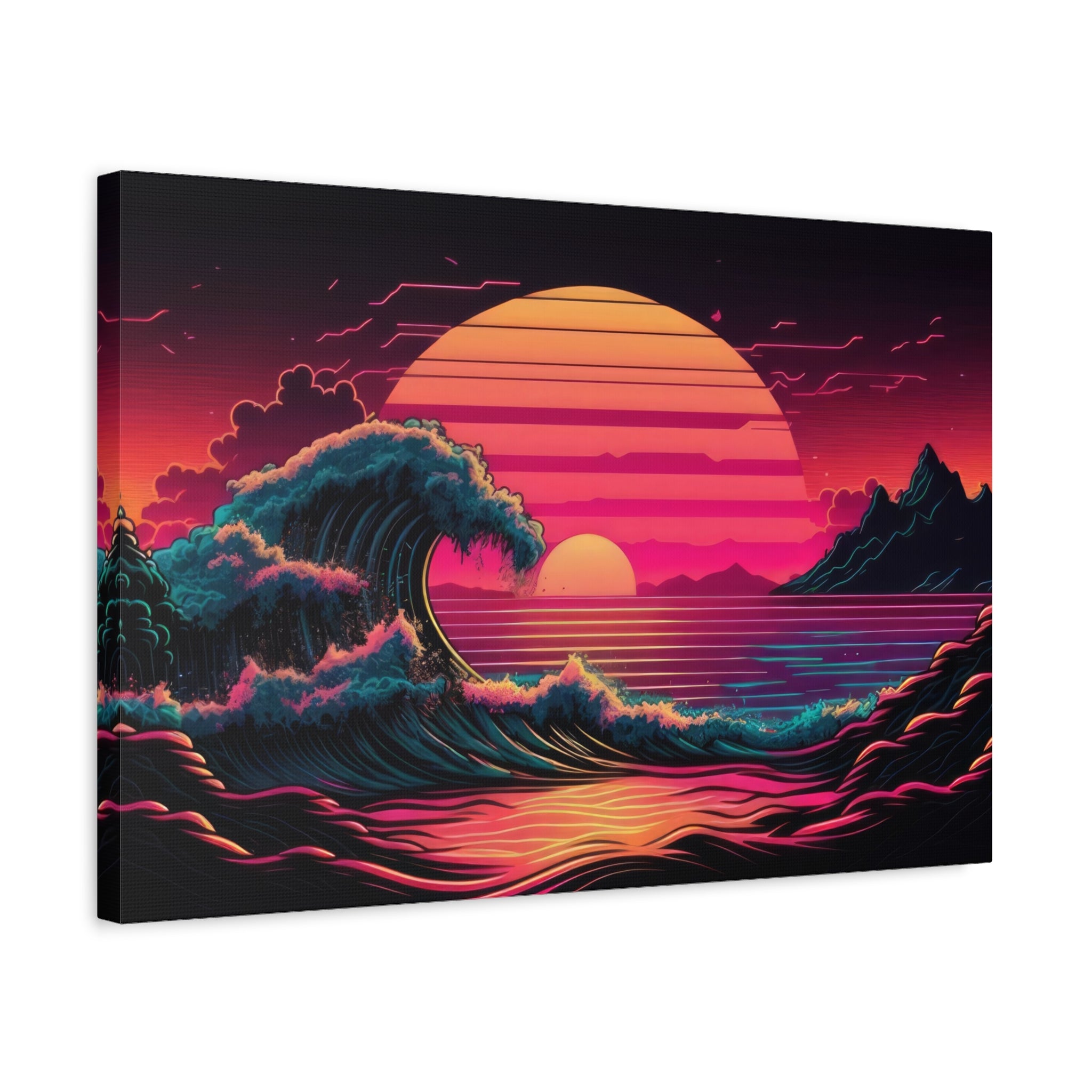 vaporwave-canvas-print-synthawave-canvas-wall-art-vaporwave-decor-retro-sunset-art-retrowave-wall-art-the-great-wave-home-art