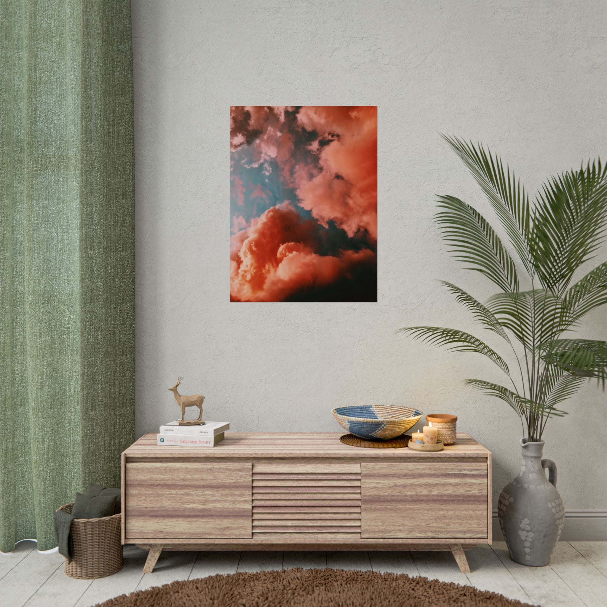 pinkish-cloud-sunset-poster-print-pink-wall-art-sunset-artwork-home-wall-decor-room-decoration-wall-hanging