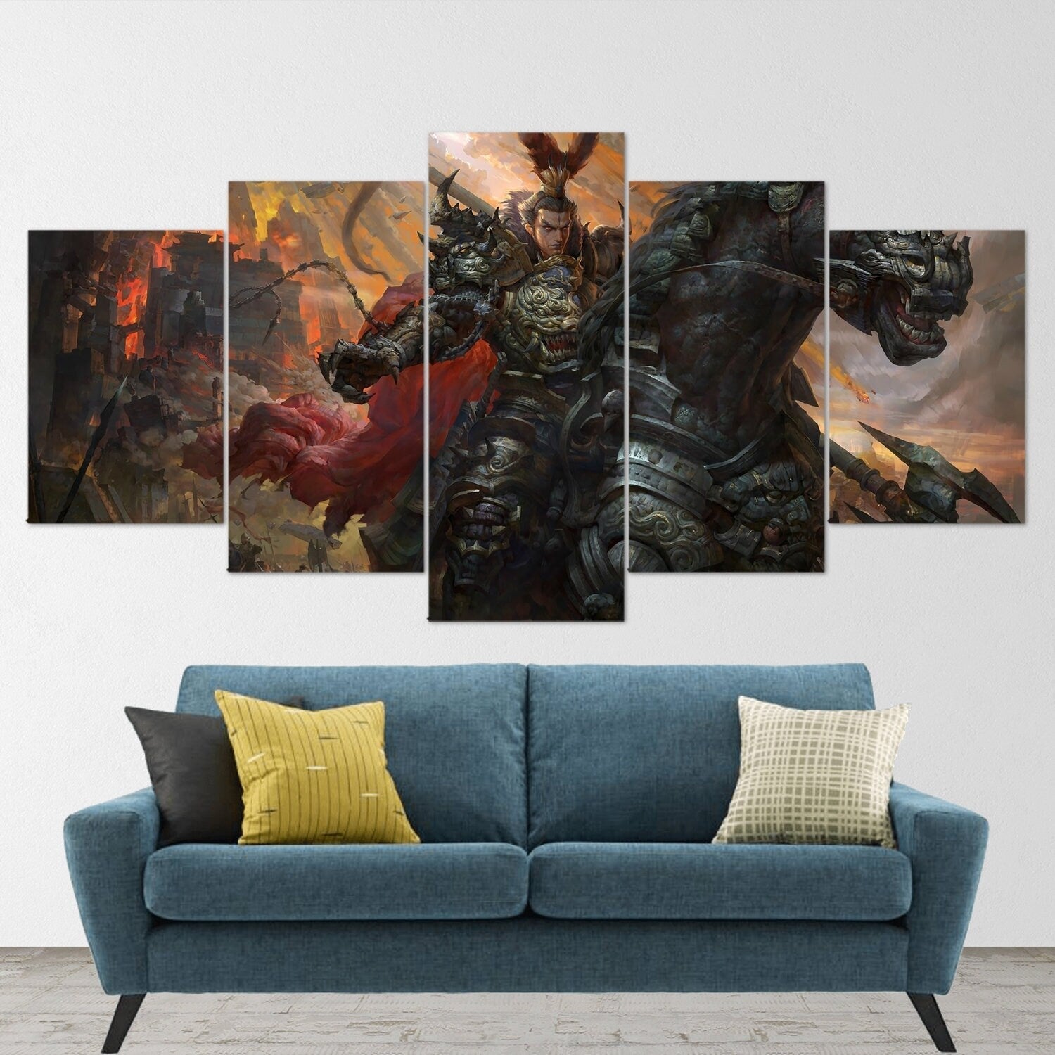 samurai-samurai-warrior-fantasy-katana-5-piece-canvas-wall-art-samurai-art-extra-large-wall-art-samurai-poster-5-piece-5-pane