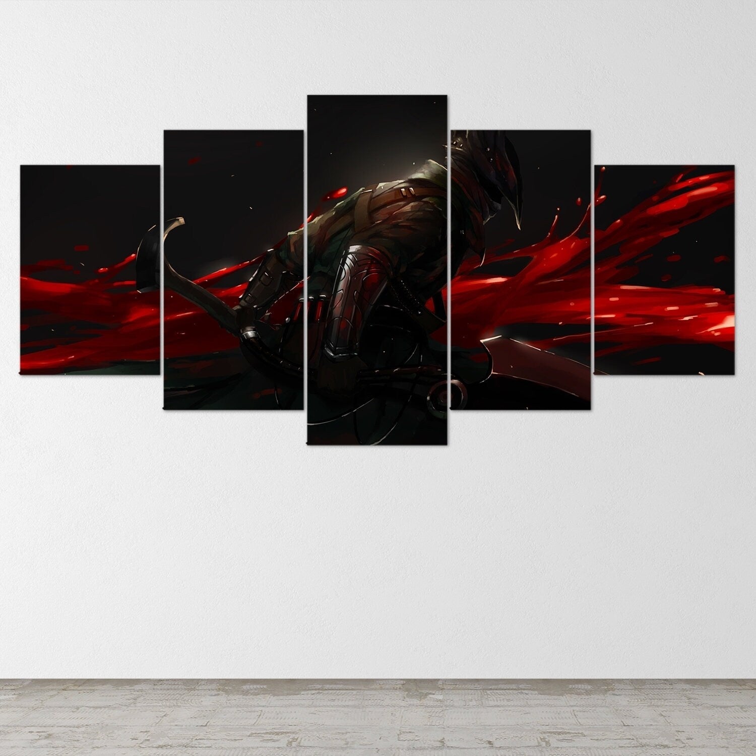 bloodborne-hunter-5-piece-canvas-wall-art-bloodborne-wall-art-bloodborne-hunter-poster-bloodborne-canvas-bloodborne-5-panel-g