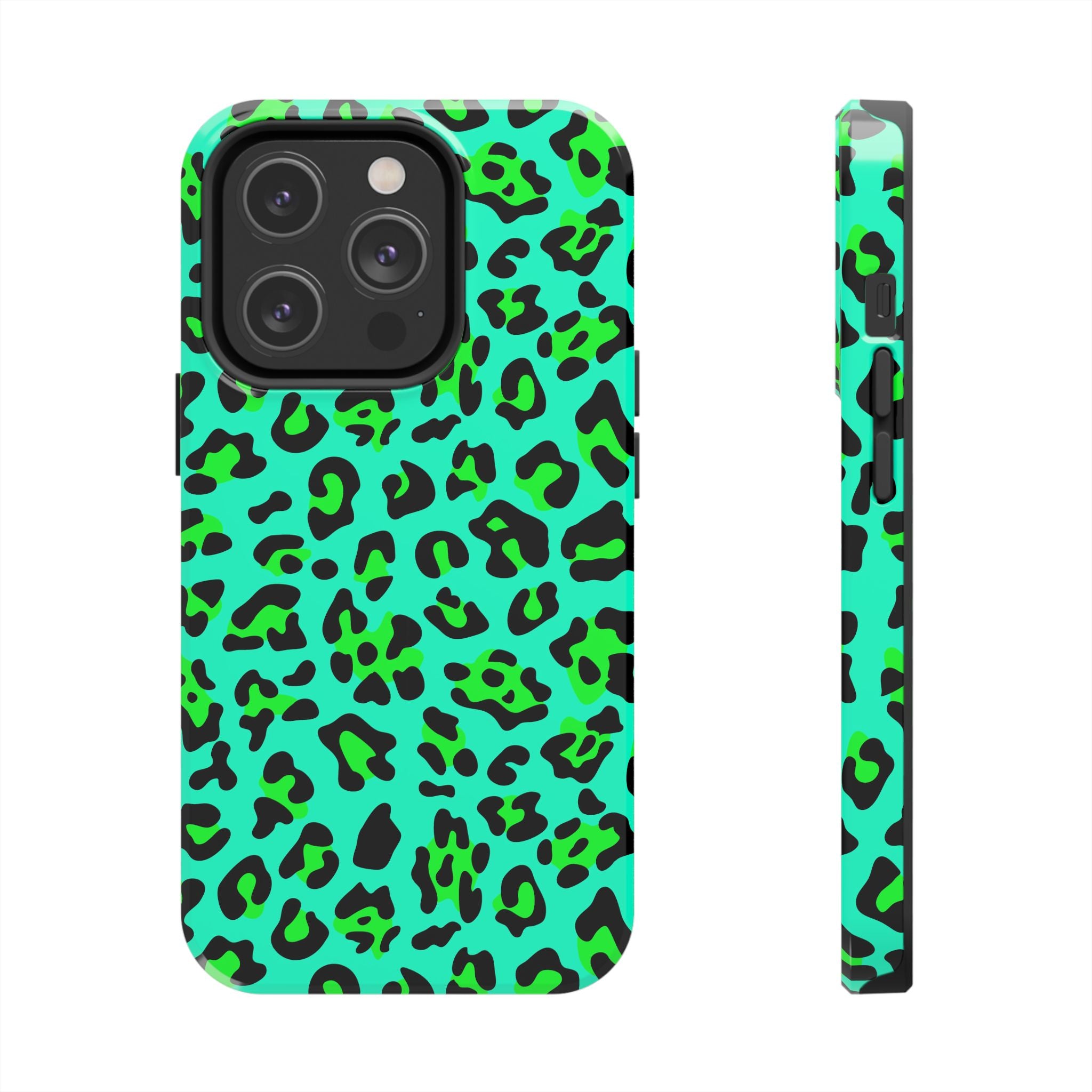 neon-green-teal-leopard-iphone-tough-case-stylish-phone-cover-protective-cellphone-case-trendy-smartphone-accessory-gift-for-