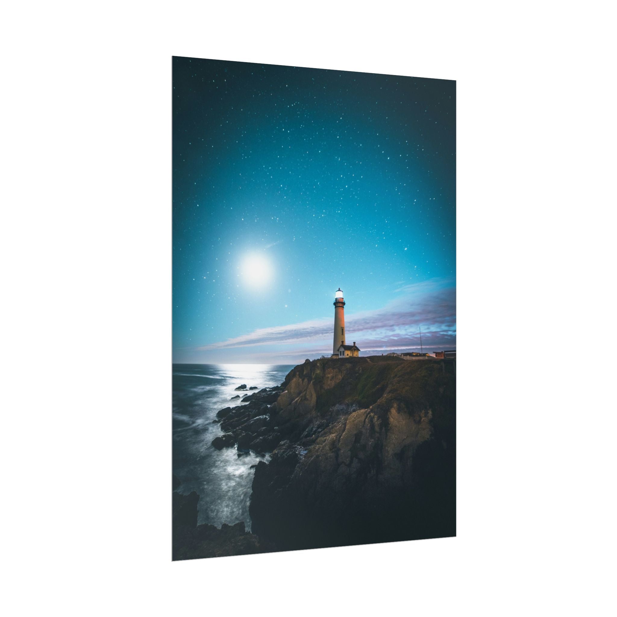 lighthouse-on-rock-poster-print-coastal-wall-art-nautical-wall-decor-beach-house-decoration-seaside-wall-ocean-wall-art