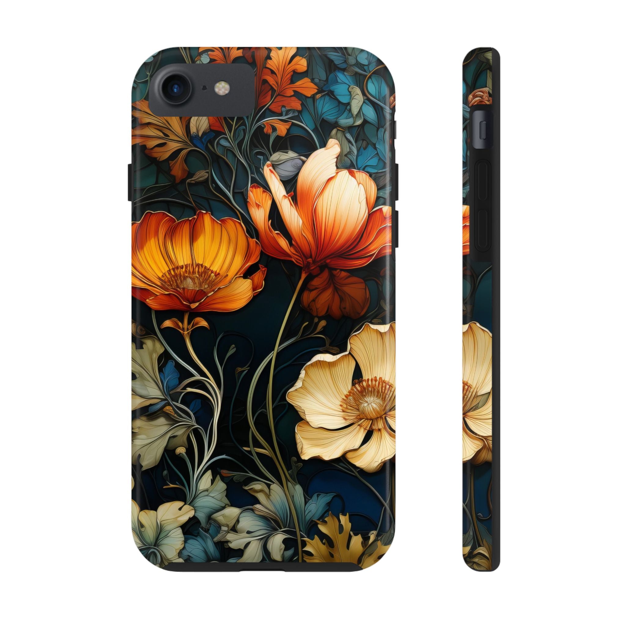 textured-art-nouveau-floral-tough-phone-case-cottagecore-iphone-case-unique-floral-phone-cover-vintage-style-iphone-case-prot