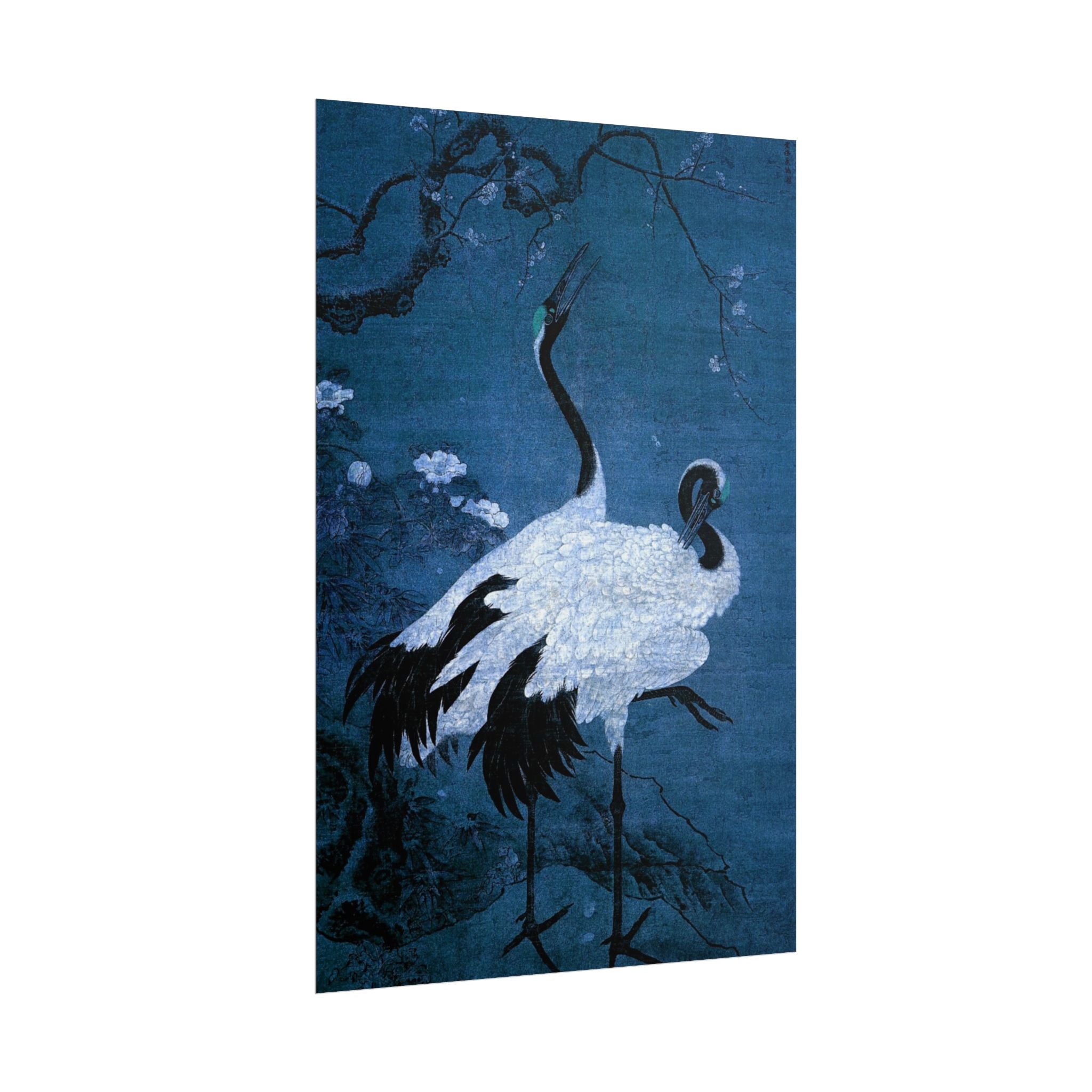 snow-plum-twin-cranes-painting-poster-wall-art-home-decor-nature-print-japanese-art-gift-cranes-wall-decor-cranes-poster-prin