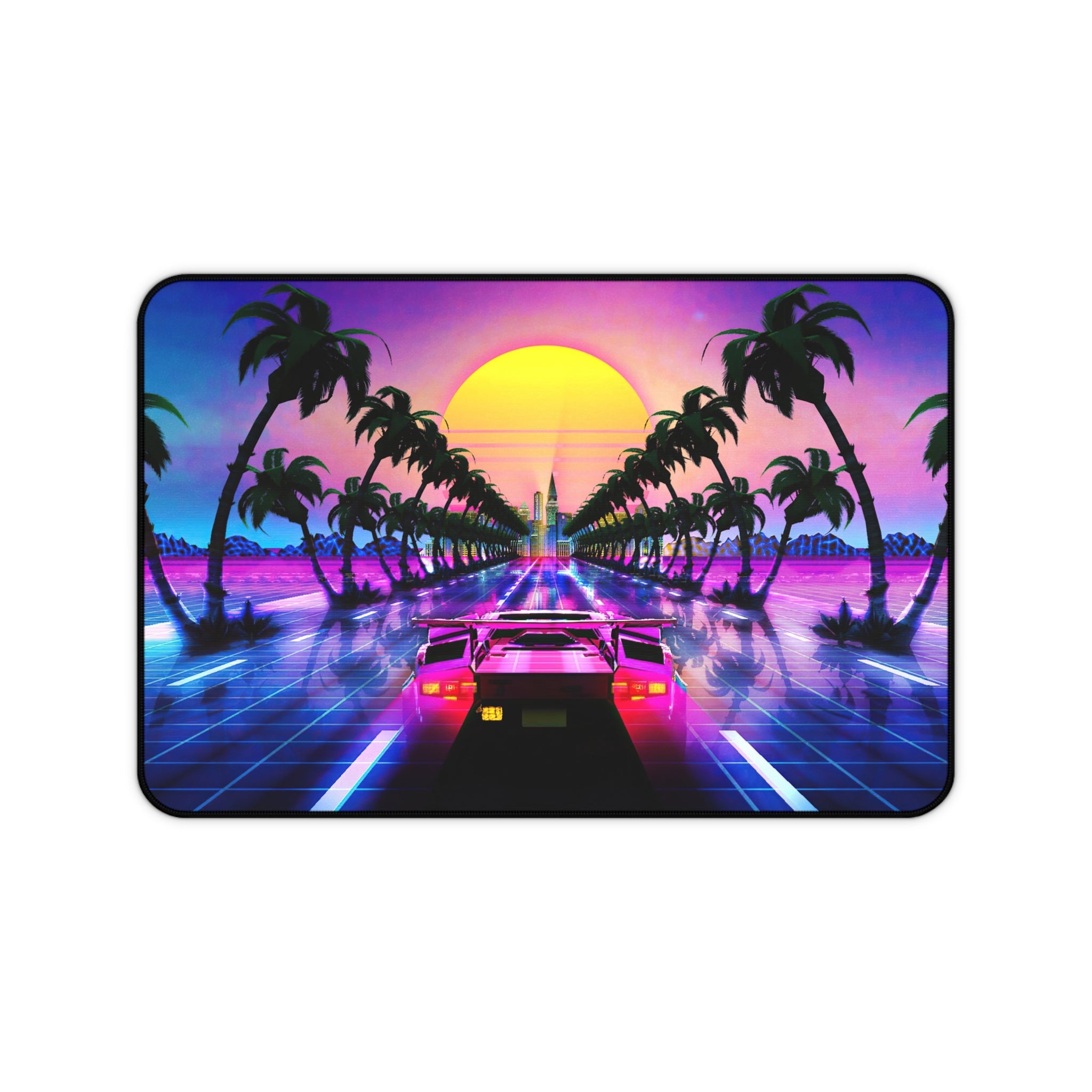 sports-car-sci-fi-palm-tree-vaporwave-mouse-pad-retrowave-city-desk-mat-neon-synthwave-desk-pad-vaporwave-neon-colors