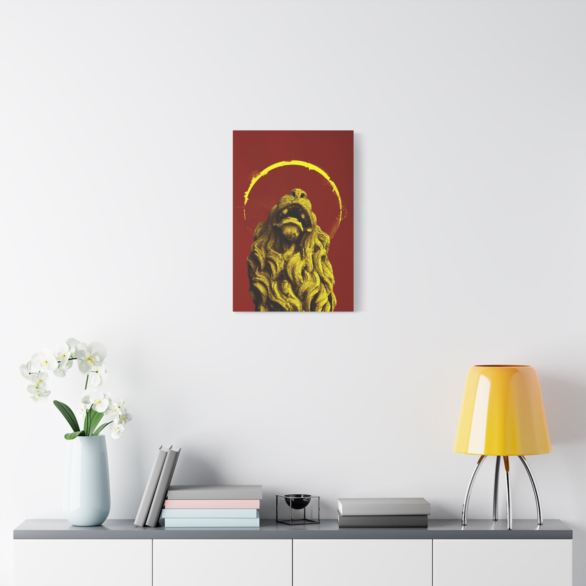 canvas-print-golden-lion-art-red-sun-aesthetic-minimalist-wall-decor-home-art-animal-artwork-boho-decor-modern-art-print