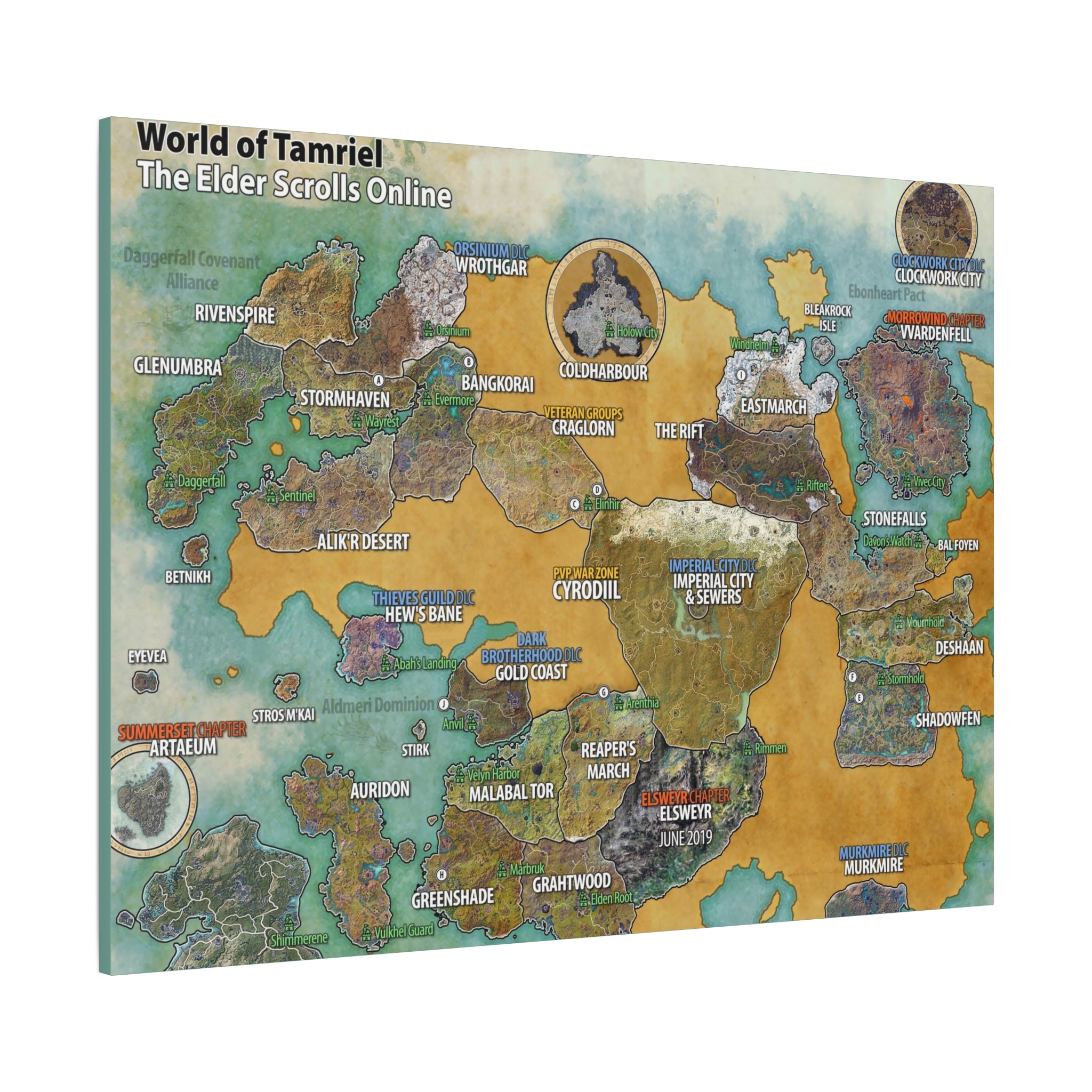 Skyrim World Map Tamriel, The Elder Scrolls Skyrim Canvas Wall Art - Dragon Game Canvas Print Room Decor, Gaming Wall Art, Skyrim Gift