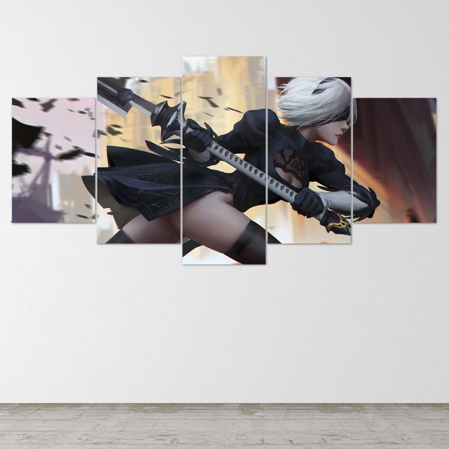 nier-automata-5-piece-canvas-wall-art-nier-automata-poster-nier-automata-art-nier-automata-print-nier-automata-2b-nier-automa