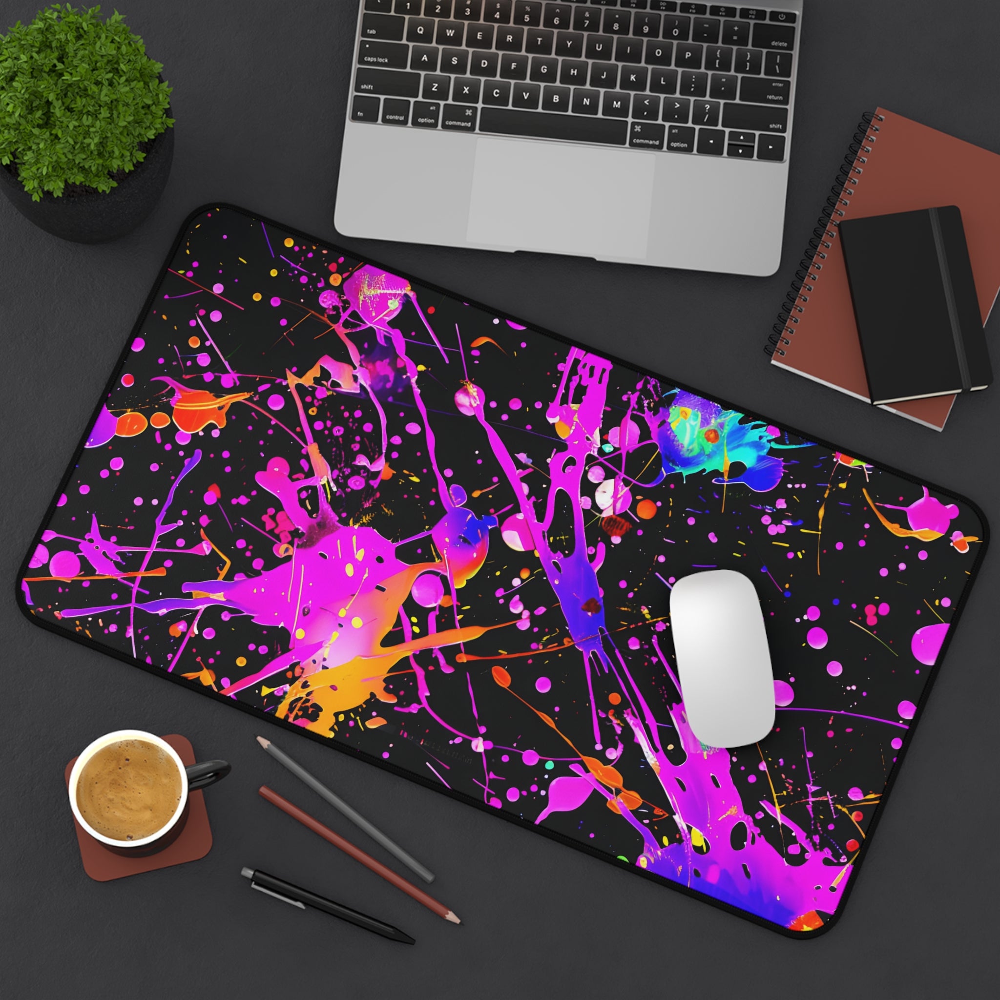 neon-abstract-paint-splatter-desk-mat-blue-pink-large-gaming-mouse-pad-colorful-work-from-home-desk-accessory-desk-blotter