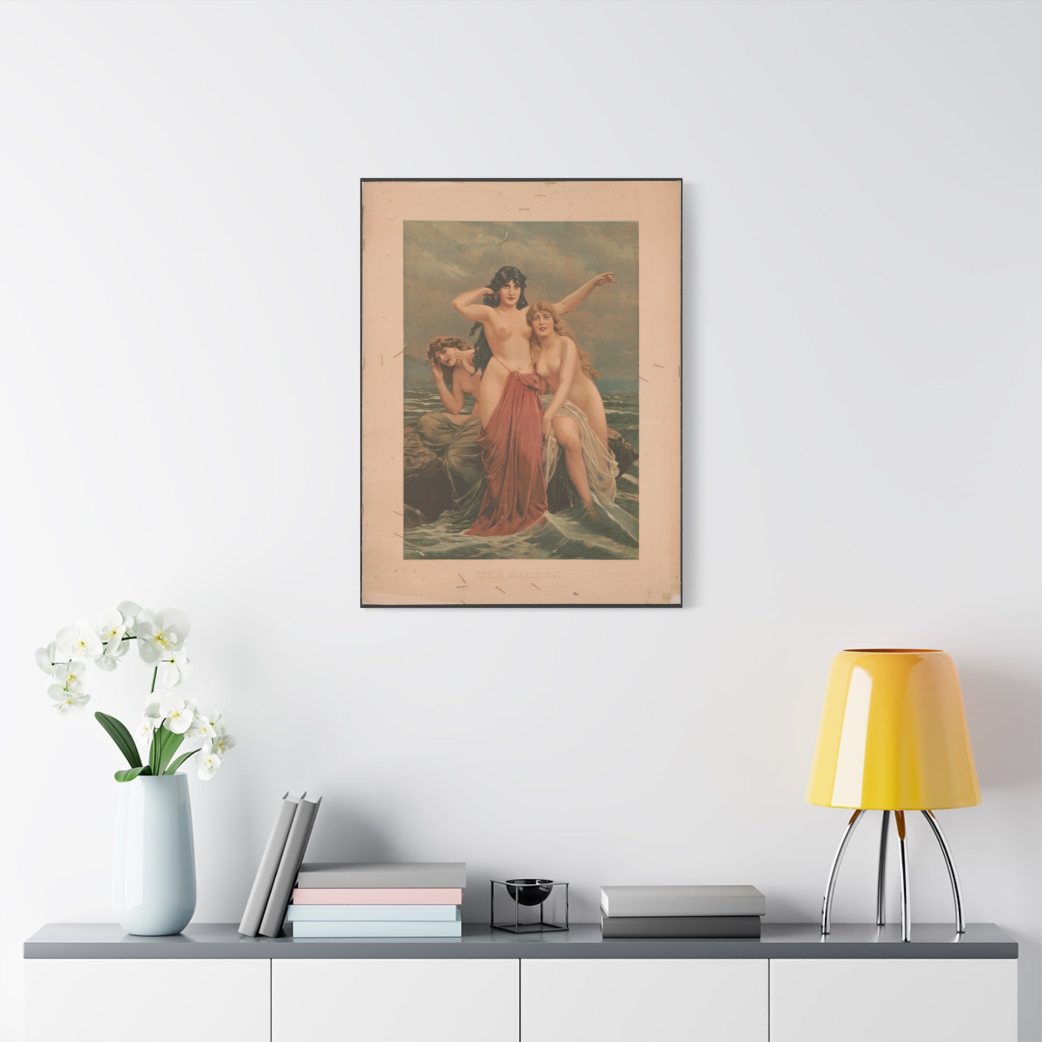 canvas-print-the-sirens-vintage-poster-woman-illustration-wall-decor-mythology-art-retro-sirens-picture-gift-for-mythology-lo