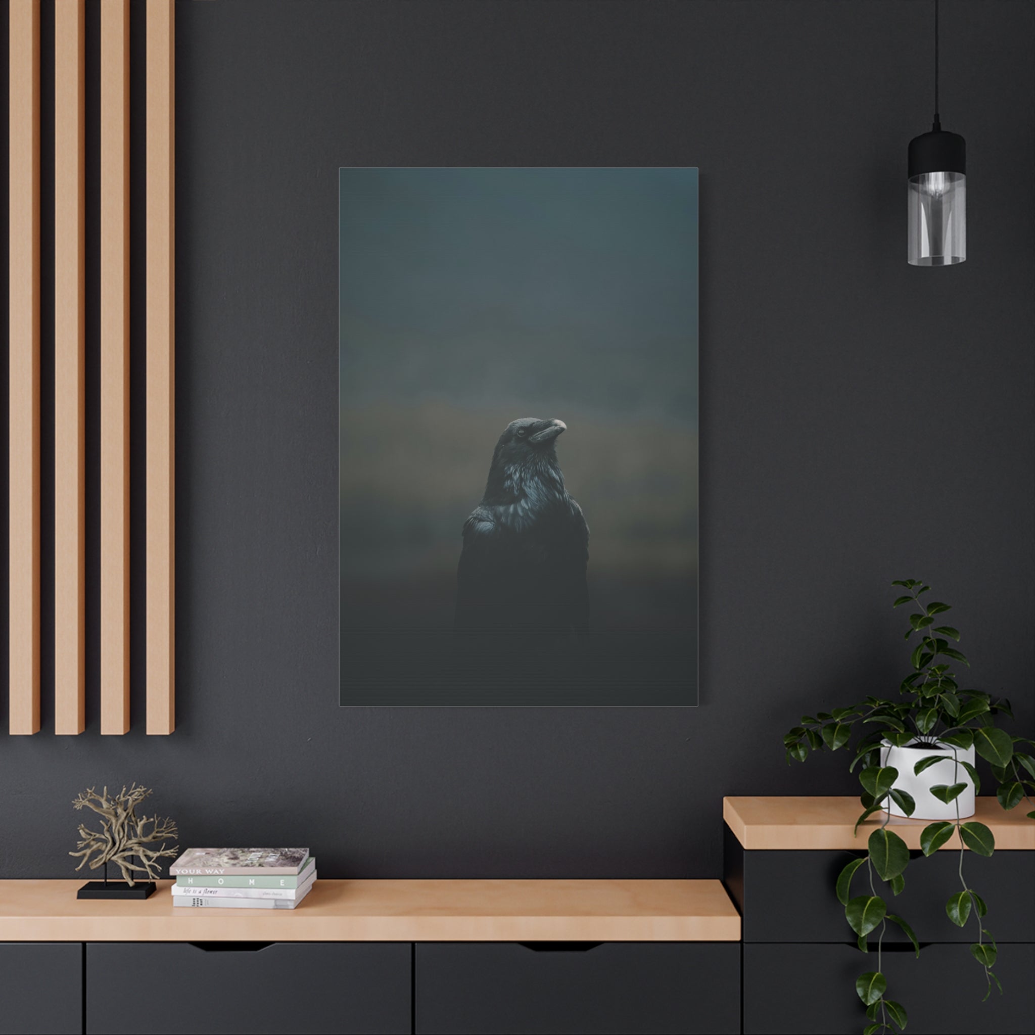 raven-canvas-print-raven-decor-matte-stretched-wall-art-bird-lover-gift-gothic-home-decor-halloween-picture-raven-art-print