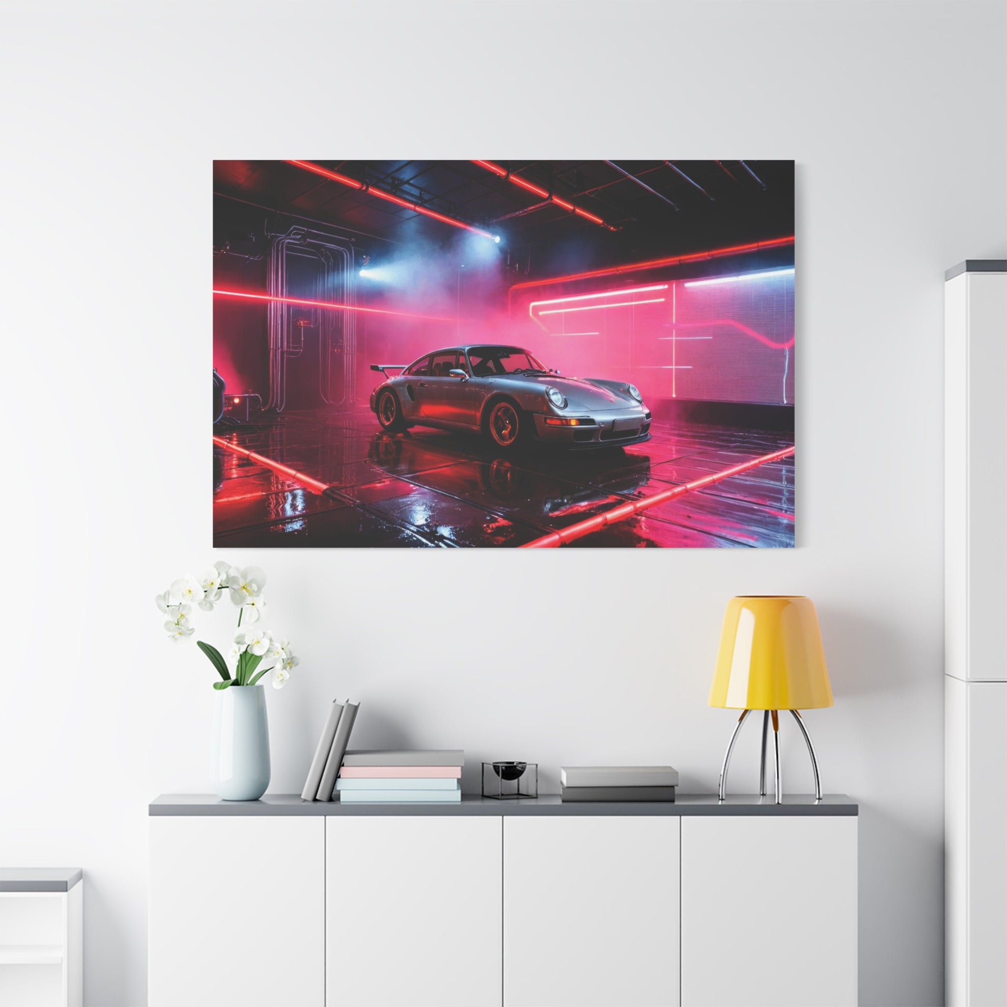 canvas-print-wall-art-porsche-911-red-gt3r-neon-supercar-poster-matte-canvas-decor-stretched-large-canvas-wall-art