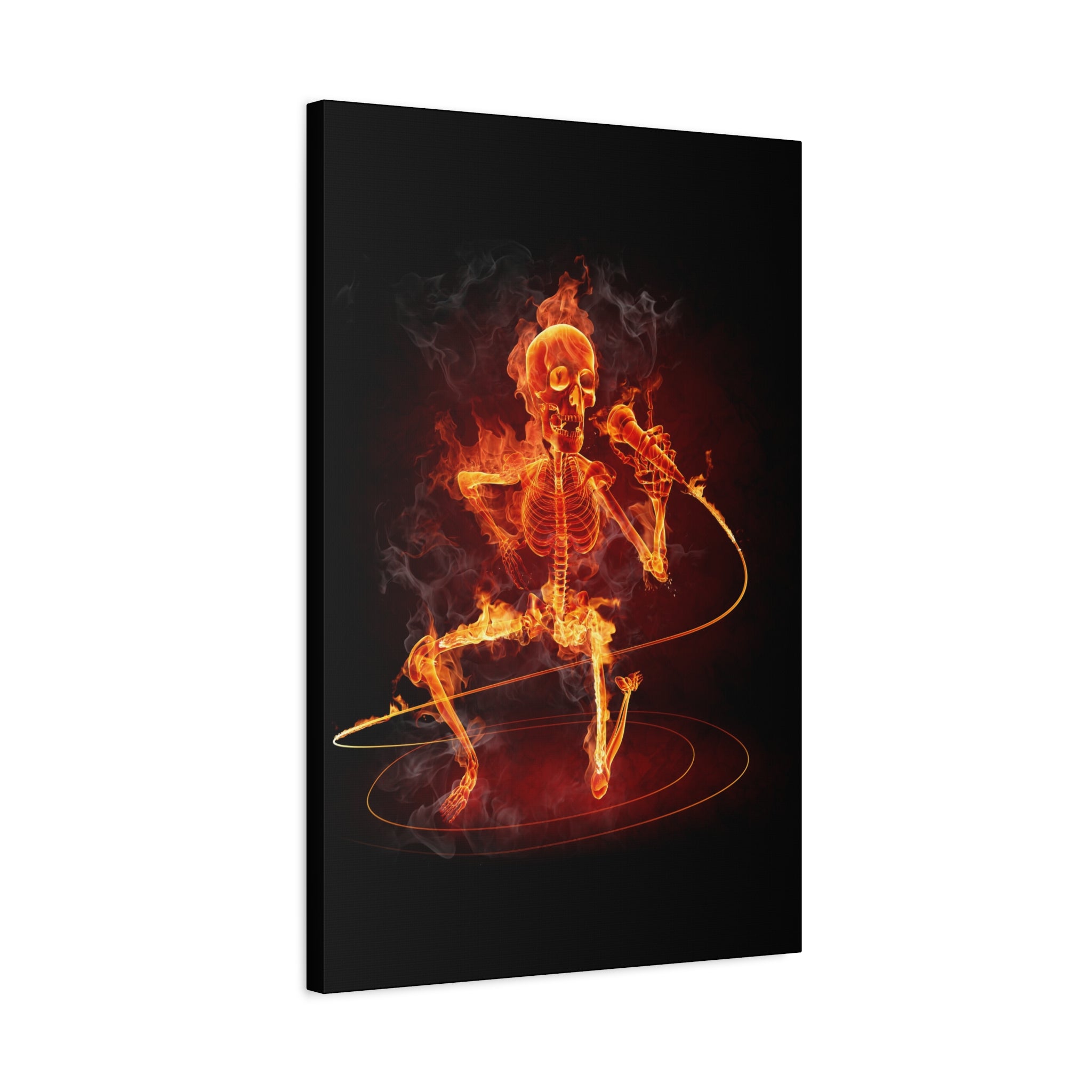 canvas-print-music-microphone-bones-fire-skull-home-decor-living-room-decor-rockn-roll-decor