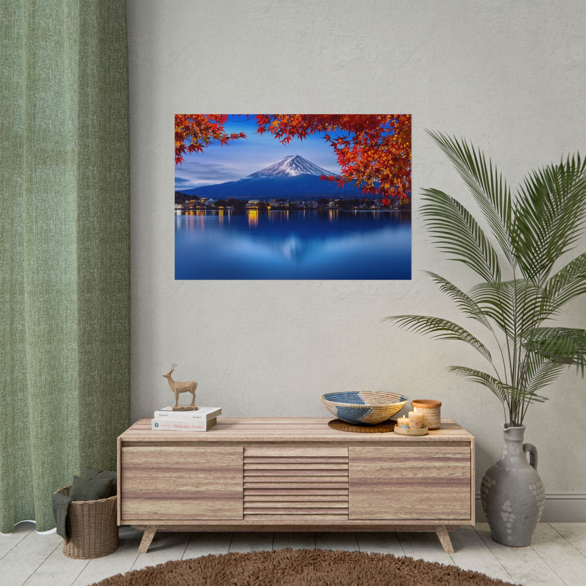 Mount Fuji Poster Wall Art, Japan Nature Park, Autumn Lake Print, Poster Art, Home Decor, Gift, Living Room Decor, Japanese Home Decor