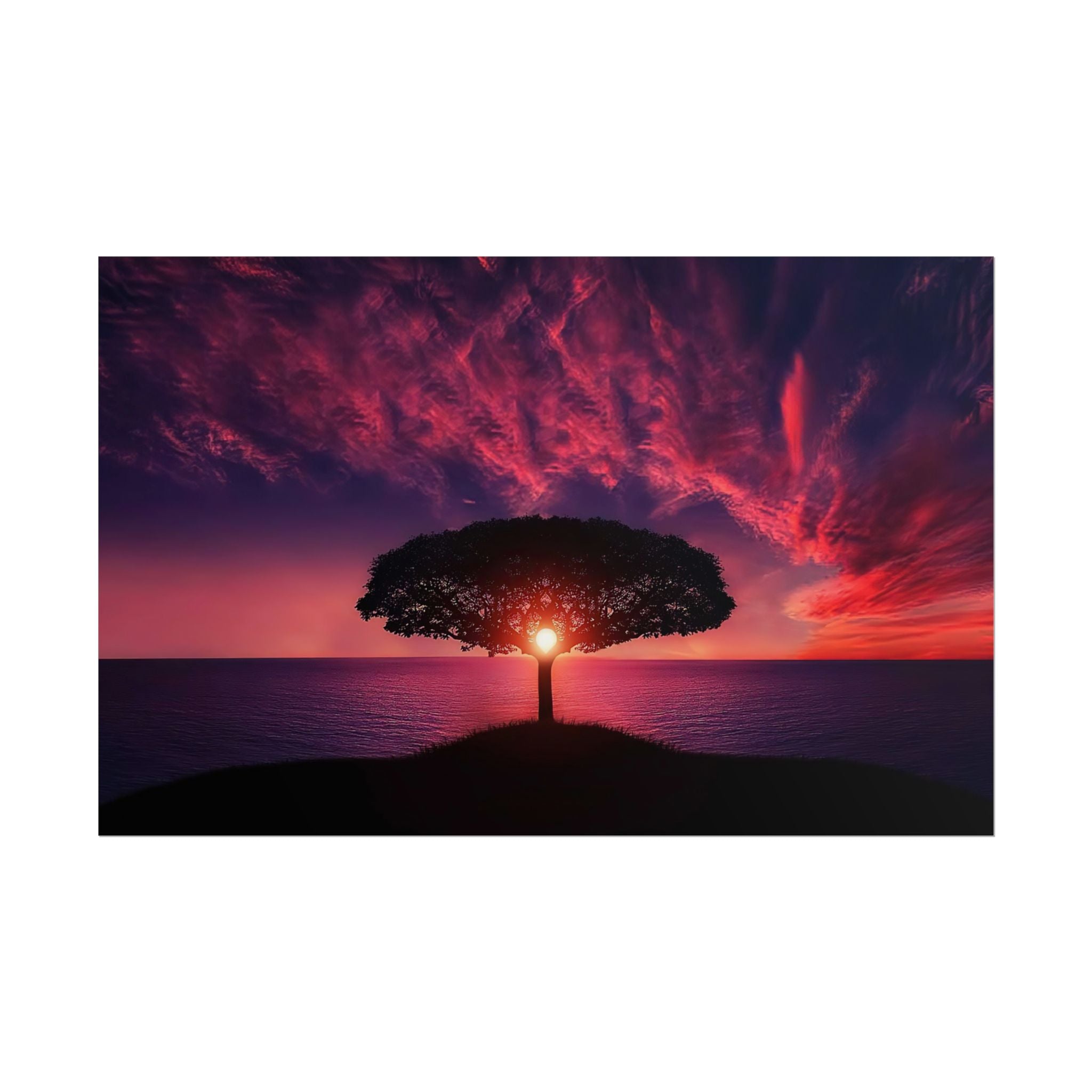 Panoramic Sunset Poster Print, Tree Wall Art, Scenery Decor, Exra Large Wall Art, Canvas Art Print, Landscape, Nature Wall Decor