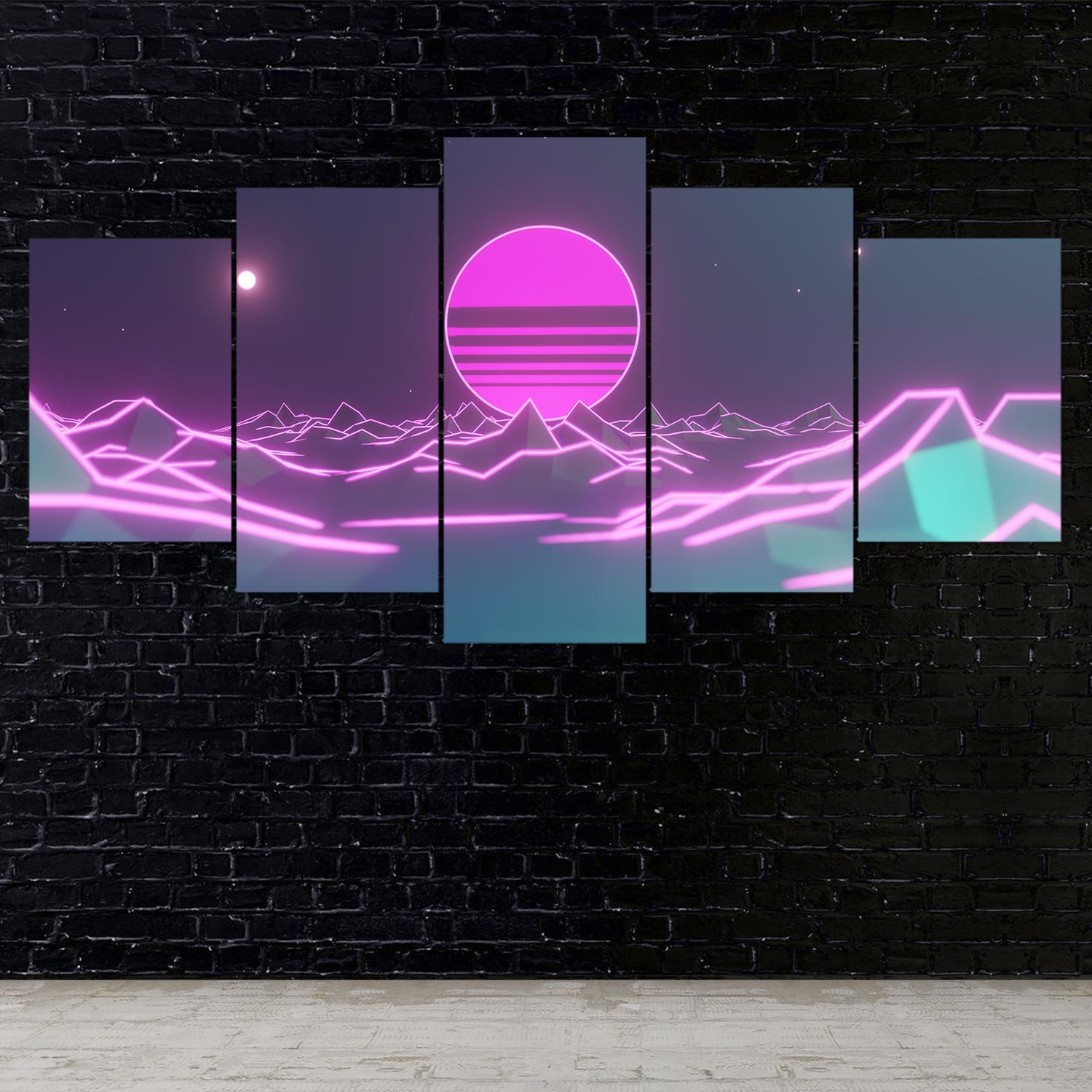 vaporwave-sunset-5-piece-canvas-wall-art-synthwave-wall-decor-for-bedroom-and-living-room-retrowave-wall-art-large-wall-art-p