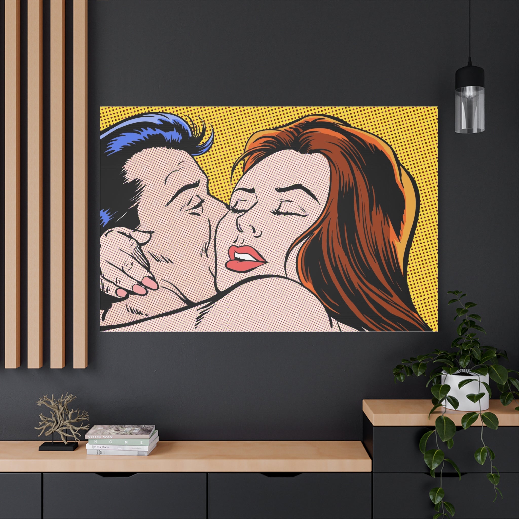 pop-art-canvas-print-retro-wall-art-stretched-matte-canvas-kiss-love-home-decor-wall-decor-poster-decorative-art-gift