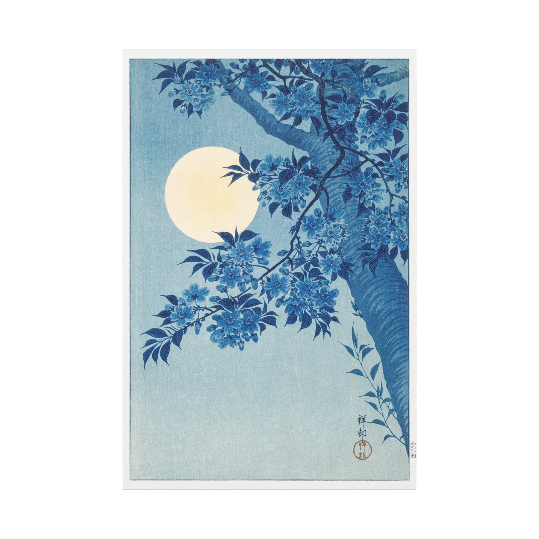 canvas-print-blossoming-cherry-on-a-moonlit-night-ohara-koson-floral-home-decor-living-room-wall-art-stretched-canvas