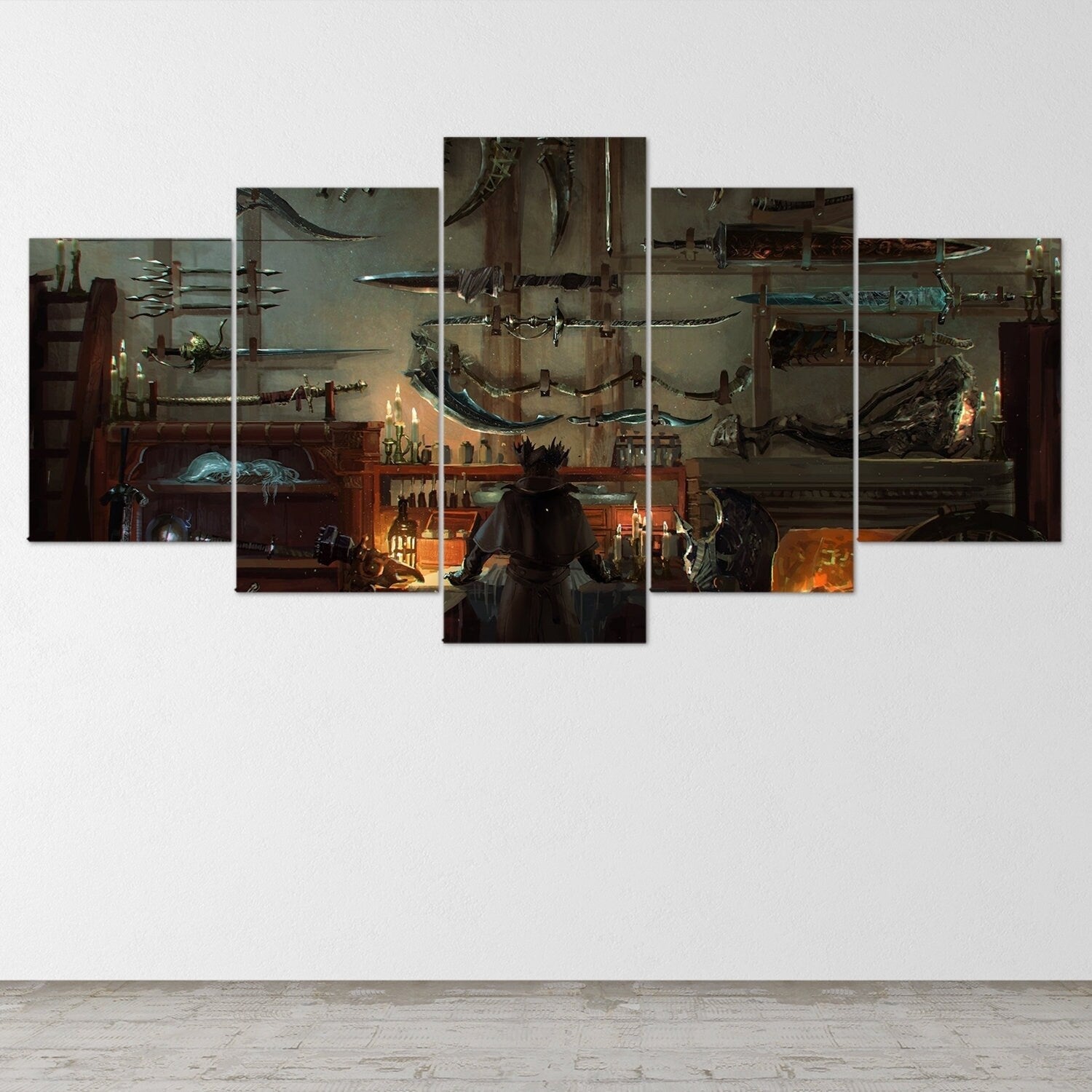 bloodborne-hunter-5-piece-canvas-wall-art-bloodborne-wall-art-bloodborne-hunter-poster-bloodborne-canvas-bloodborne-5-panel-g