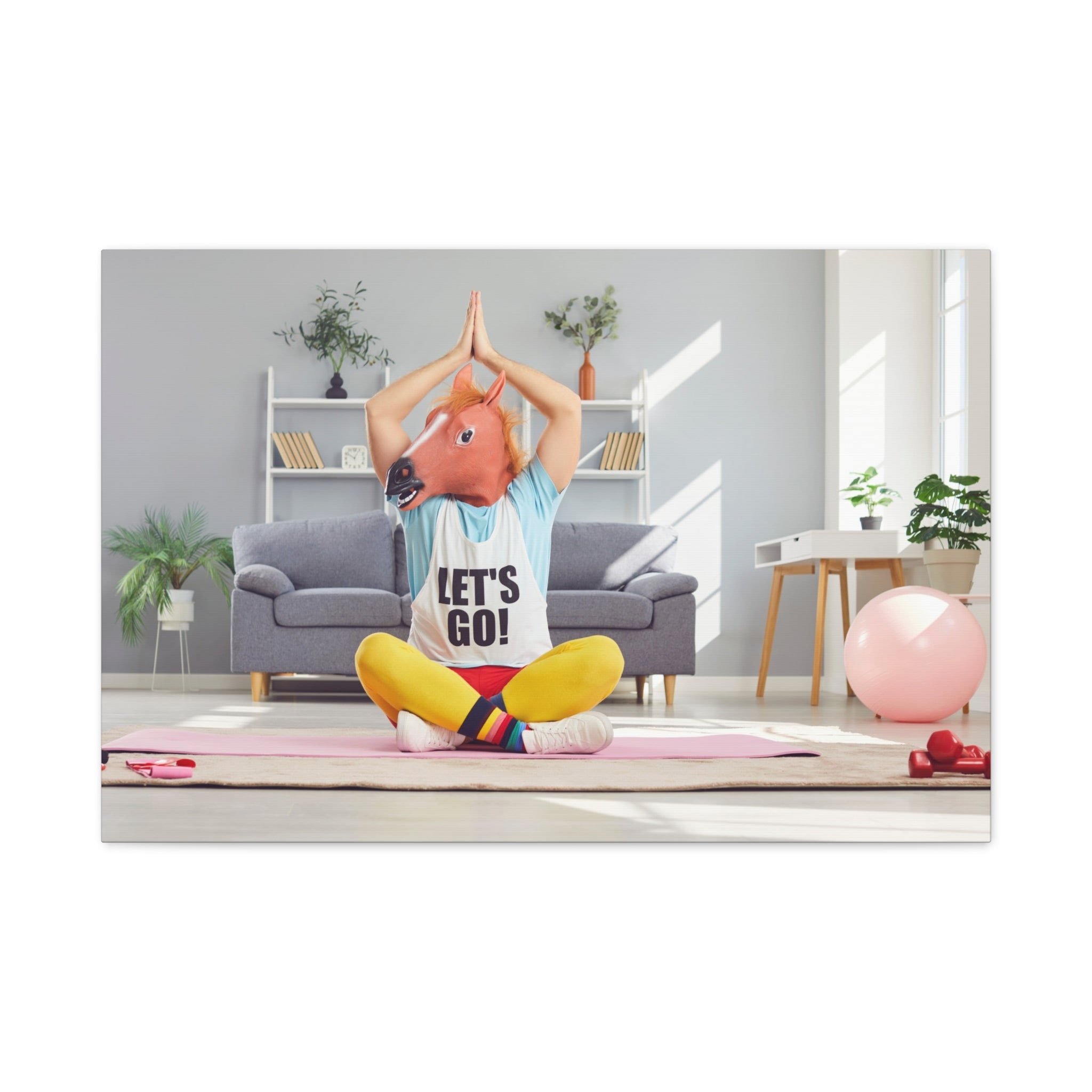 yoga-canvas-funny-horse-mask-matte-wall-art-stretched-decoration-home-decor-gift-poster-print-artwork