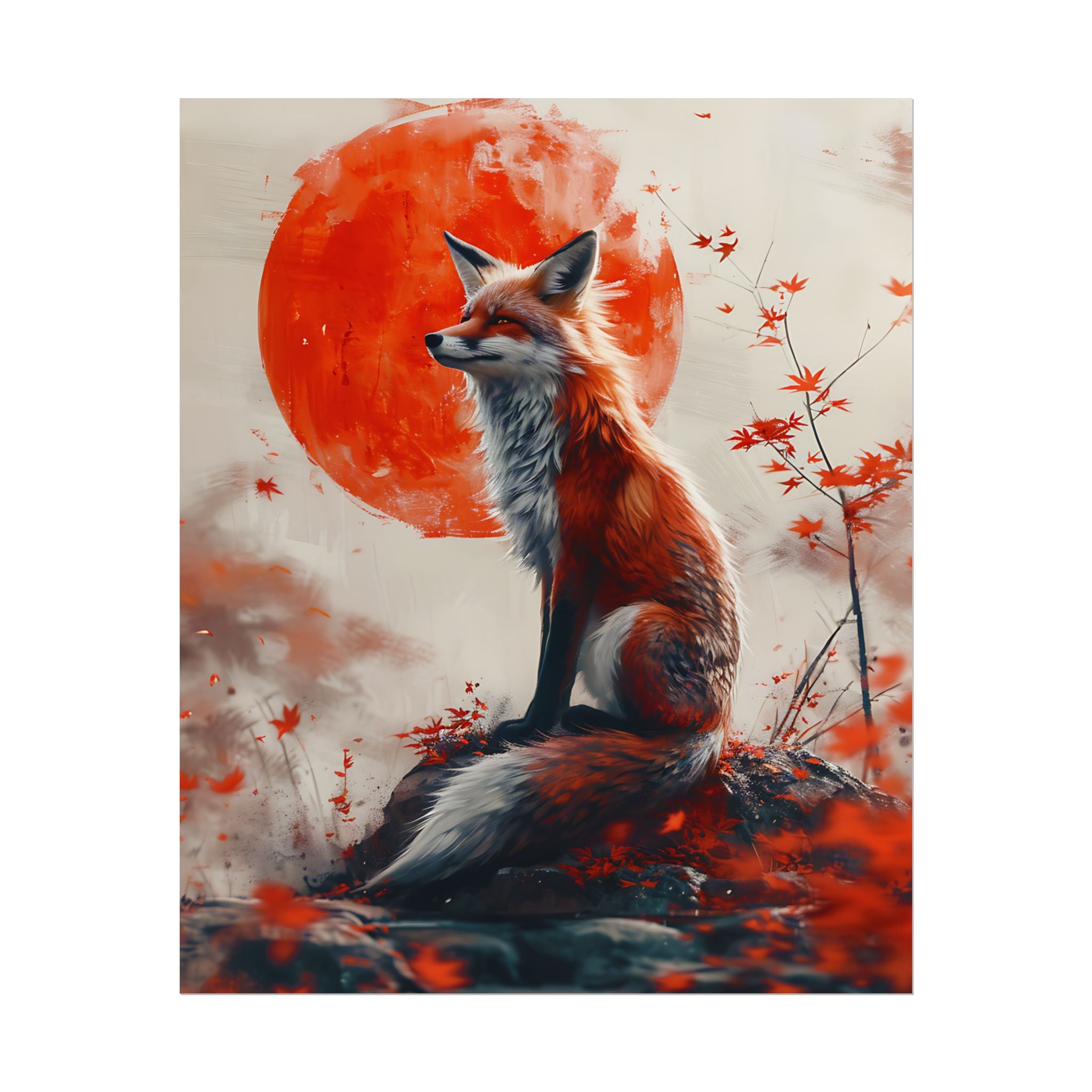 red-fox-poster-print-fantasy-decor-wildlife-wall-art-red-sun-home-decor-animal-lover-gift-nature-print-fantasy-art-decor