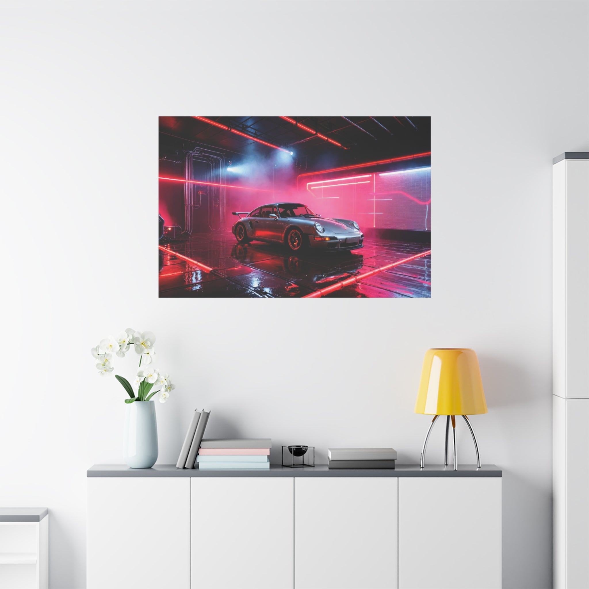canvas-print-wall-art-porsche-911-red-gt3r-neon-supercar-poster-matte-canvas-decor-stretched-large-canvas-wall-art