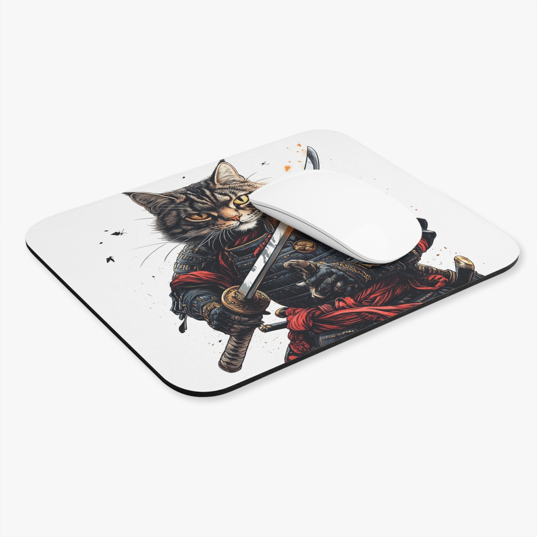 retro-vintage-ninja-cat-mouse-pad-japanese-samurai-cat-with-katana-design-ninja-warrior-white-small-mouse-pad