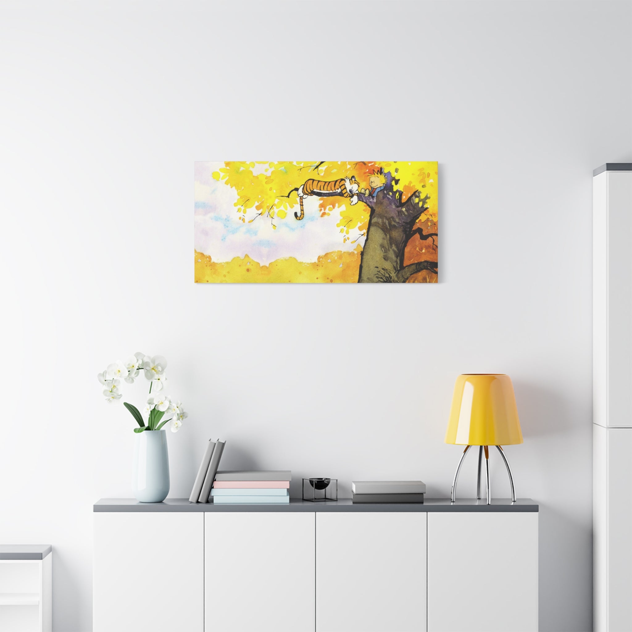 Calvin and Hobbes Canvas Wall Art - Nostalgic Comic Strip Canvas for Kids Room & Nursery Decor - Friendship Adventure Theme Print