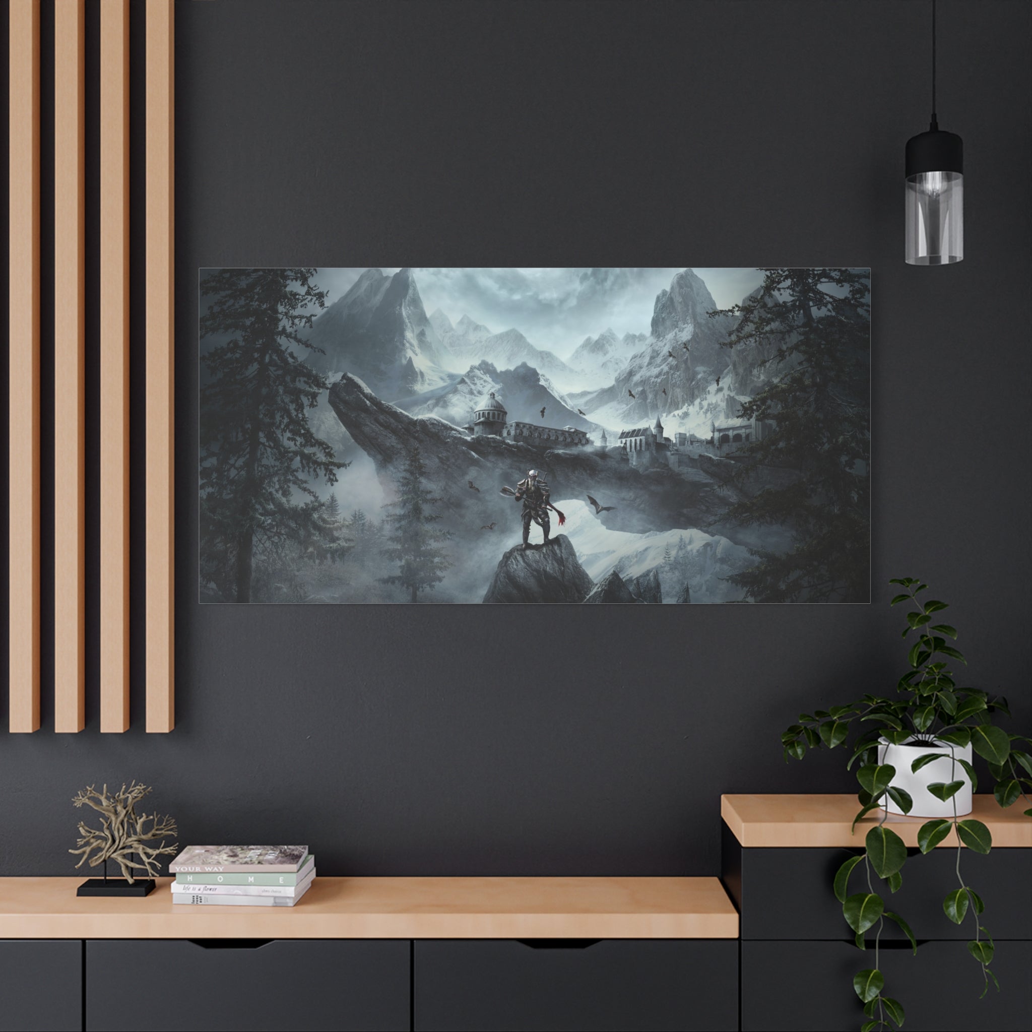 The Elder Scrolls Skyrim Canvas Wall Art - Dragon Game Canvas Print Room Decor, Viking Warrior Gaming Wall Art, Skyrim Gift