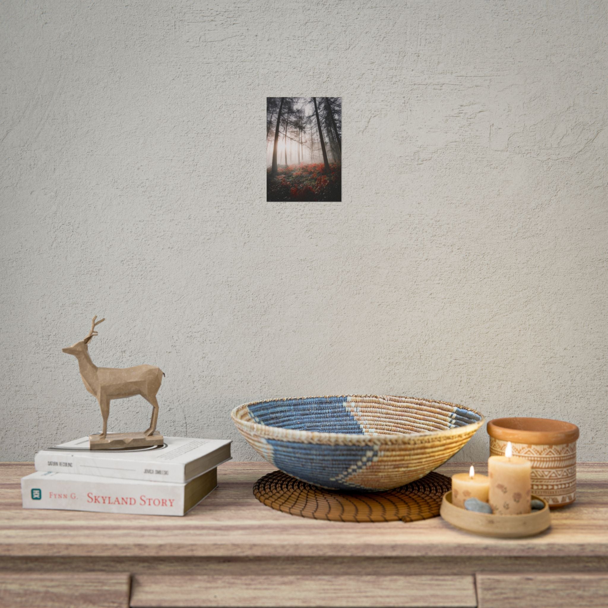 poster-print-misty-woods-art-living-room-wall-decor-sunlight-forest-landscape-aesthetic-nature-art-nature-artwork-poster-gift